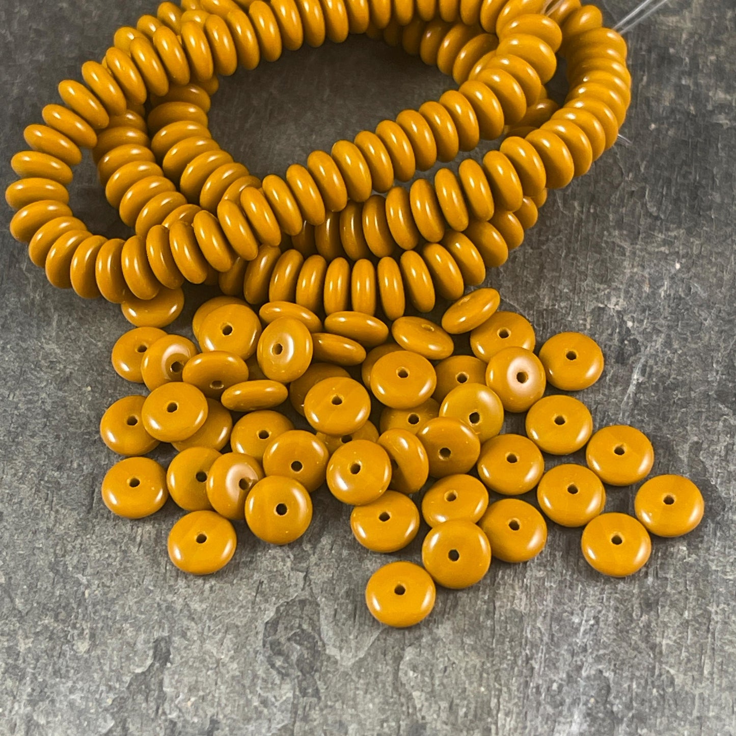 Opaque Mustard Orange Beads, 6x2mm Rondelle, Czech Glass Beads (RD6/RJ-4774) * Qty. 50