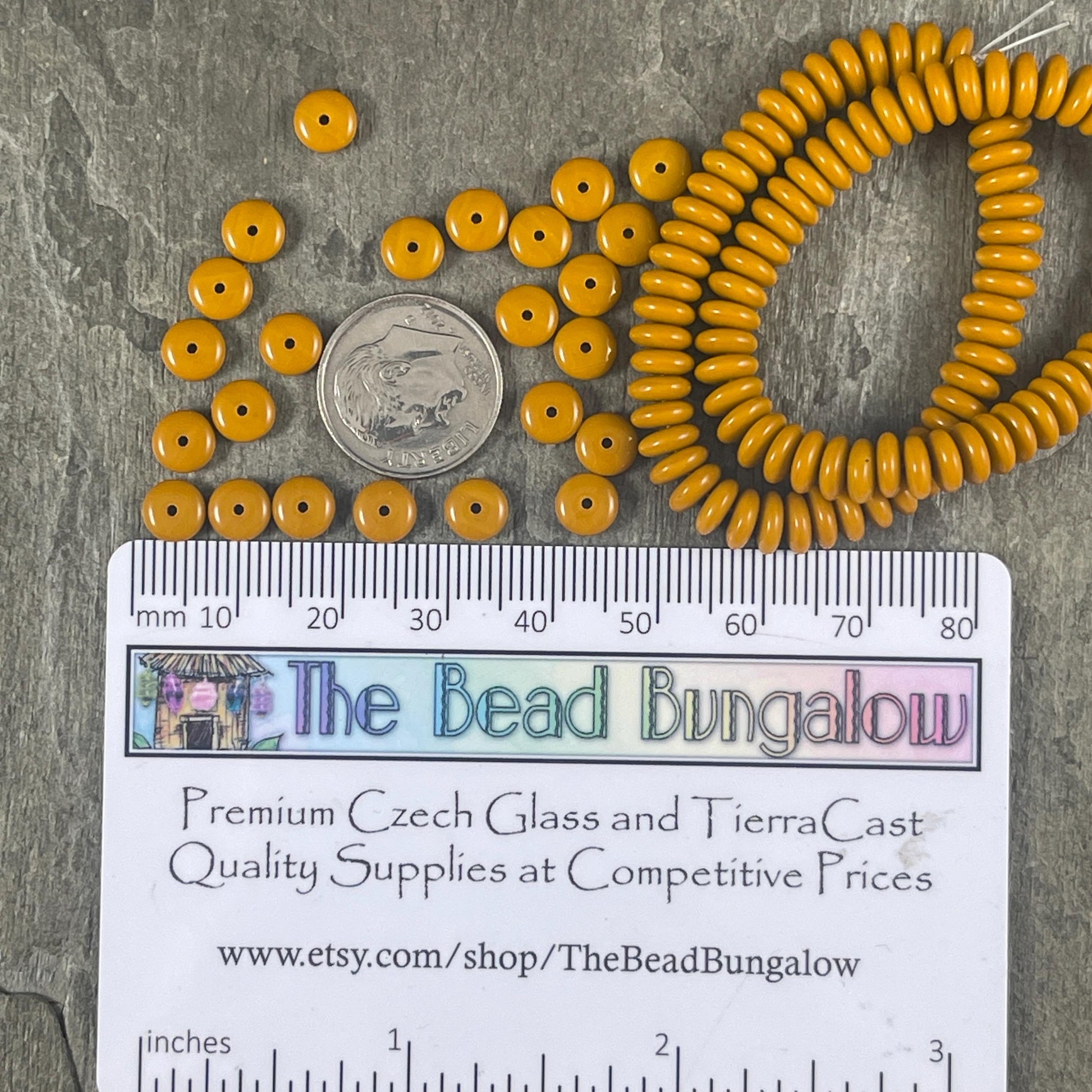 Opaque Mustard Orange Beads, 6x2mm Rondelle, Czech Glass Beads (RD6/RJ-4774) * Qty. 50