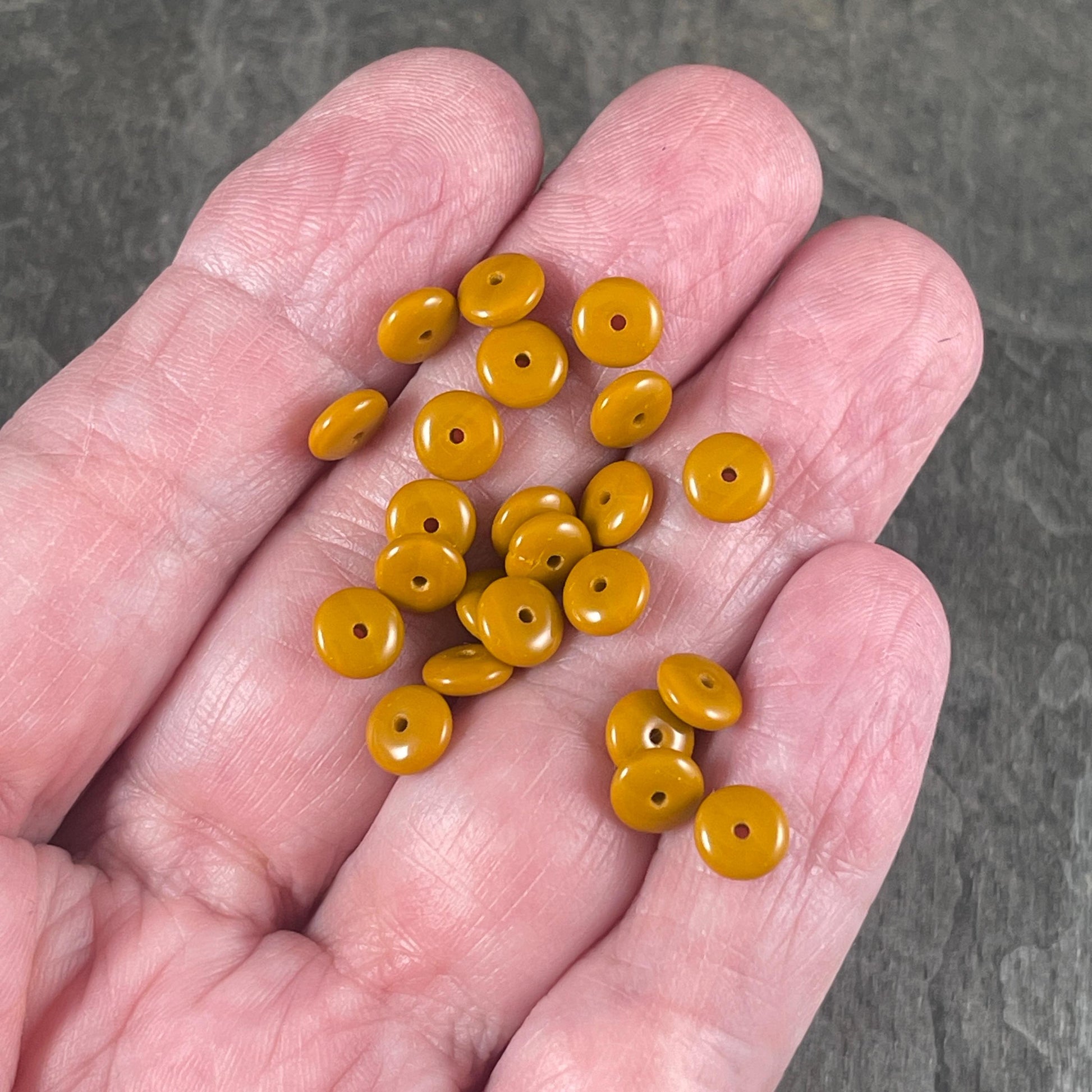 Opaque Mustard Orange Beads, 6x2mm Rondelle, Czech Glass Beads (RD6/RJ-4774) * Qty. 50