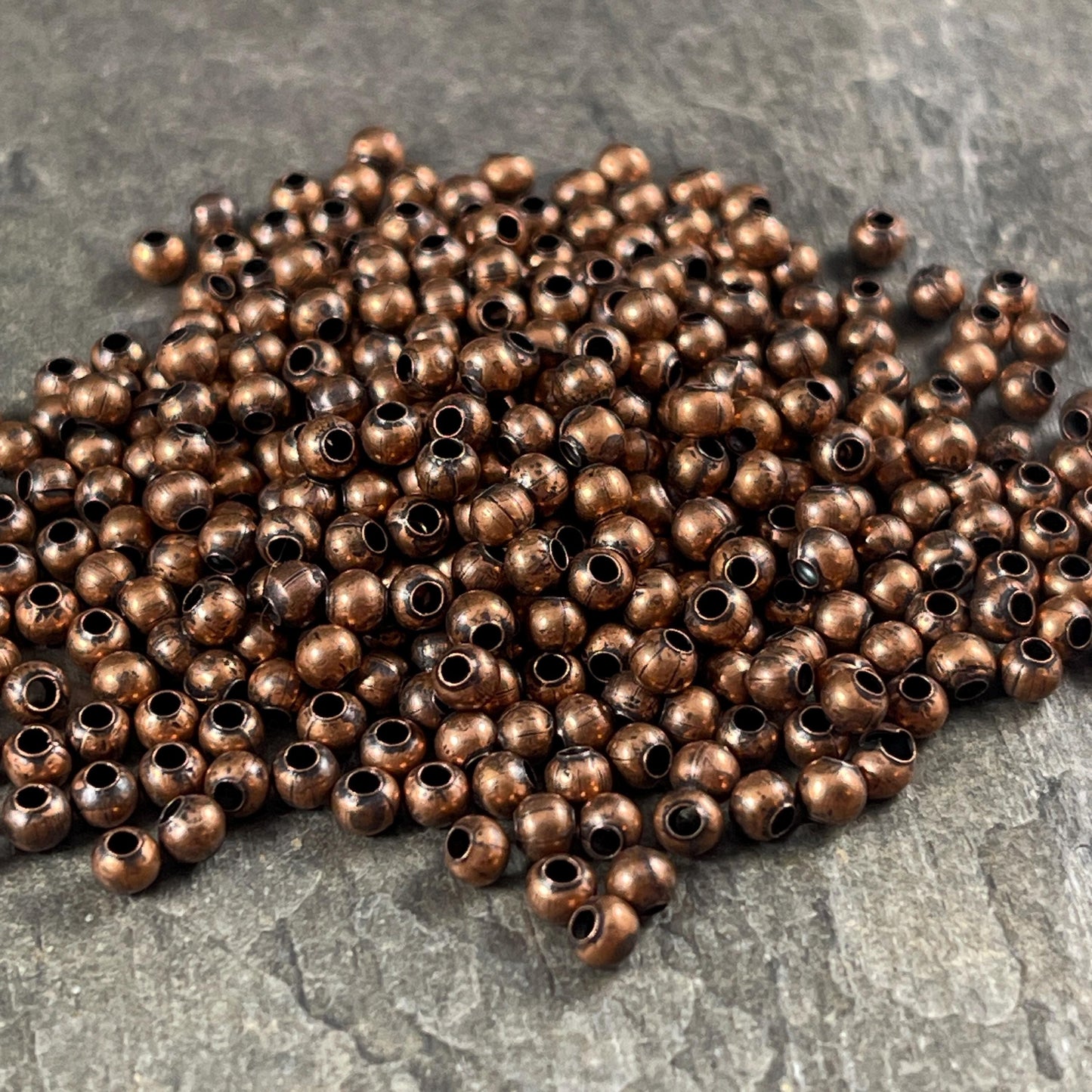 3mm Antiqued Copper Spacer Beads, Nickel Free, Tiny Spacers (E006-NFR) * Qty. 500