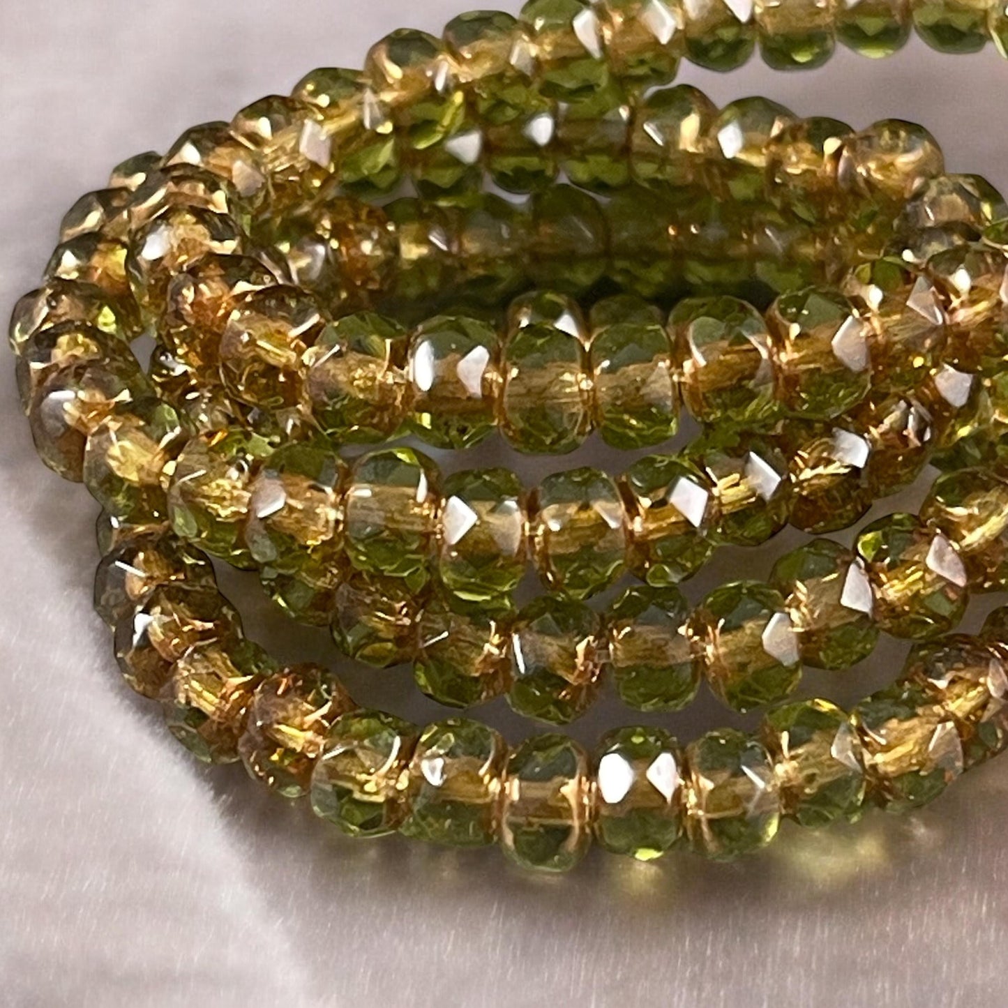 Czech Glass Beads - Olive Green and Bronze, 5x3mm Faceted Rondelle (R5/RJ-1571) * Qty. 30