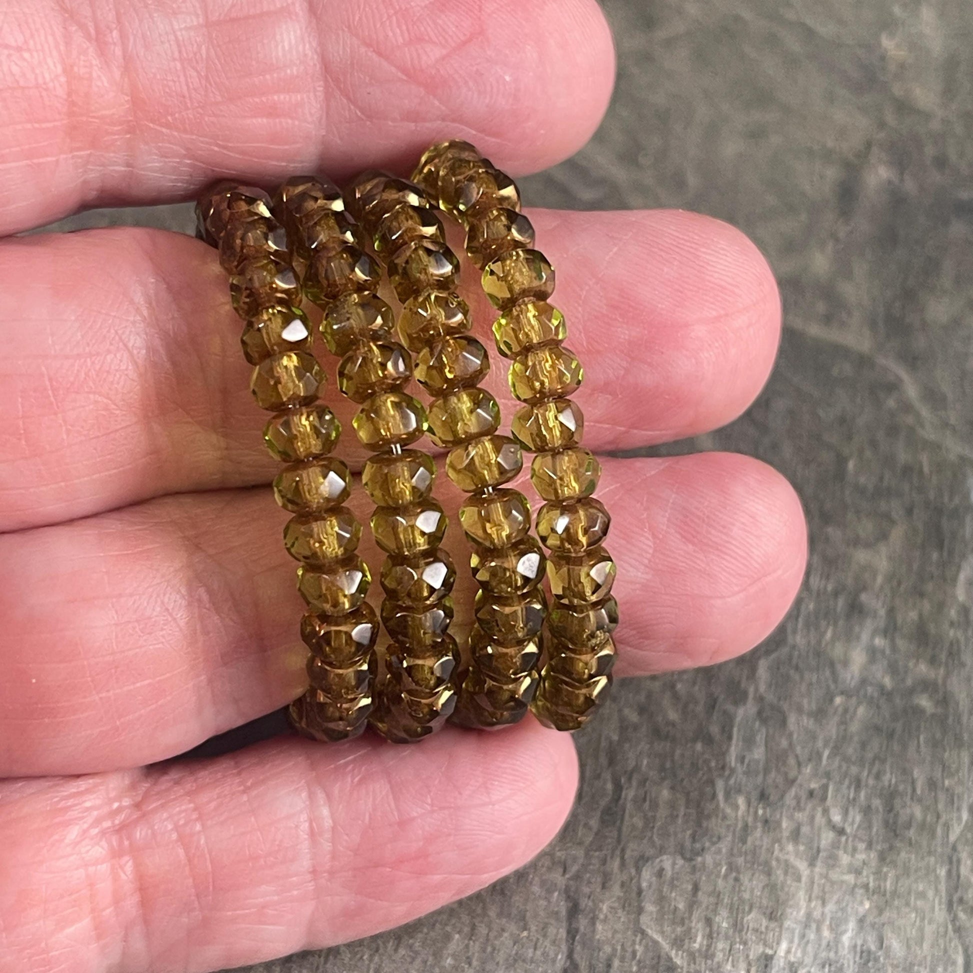 Olive Green and Bronze Czech Glass Rondelles, 5x3mm Faceted Rondelle (R5/RJ-1571) * Qty. 30