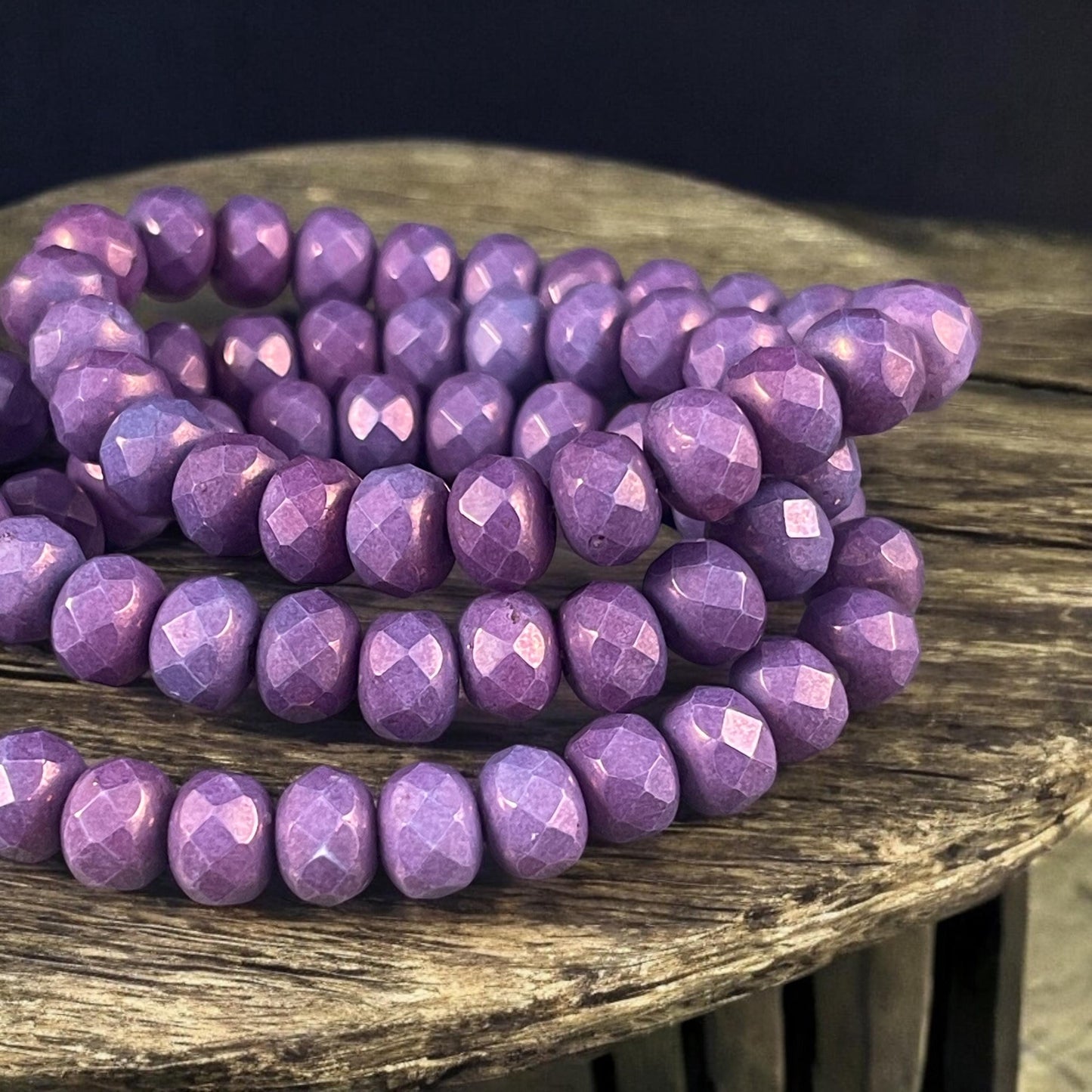 Opaque Lavender Luster Czech Glass Beads, 7x5mm Faceted Rondelle (R7/RJ-2012) * Qty. 25