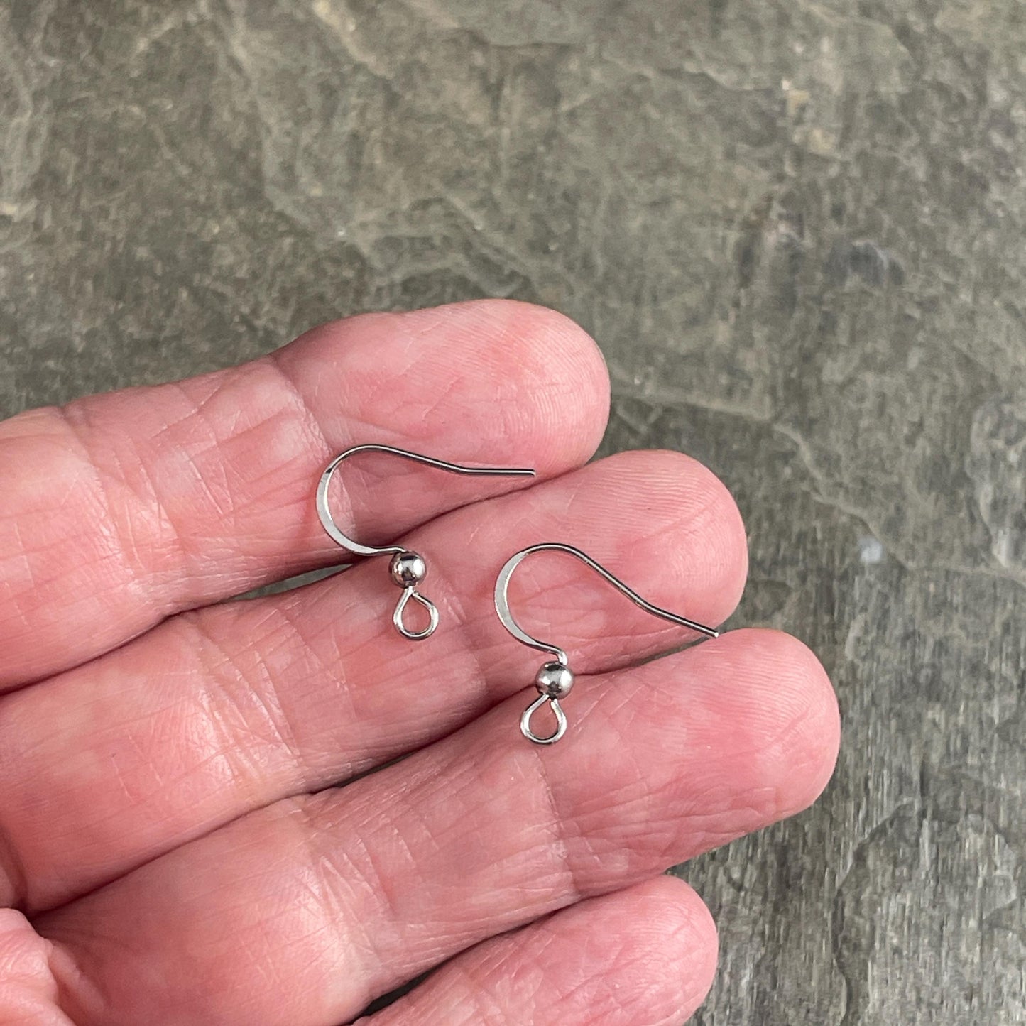 Hypoallergenic 304 Stainless Steel Ear Wires, Silver 16mm French Hook with Ball (P210-18P) * Qty. 24
