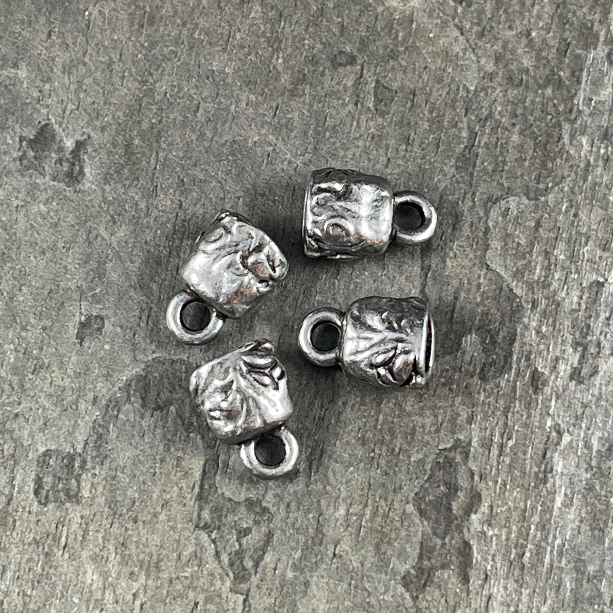TierraCast Crimpable Cord Ends, Jardin End Caps for Leather, Antiqued Pewter (PF/900-04) * Qty. 6