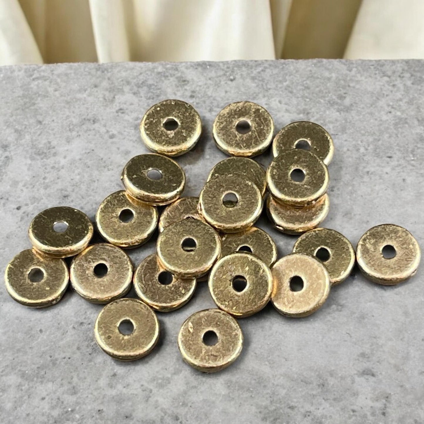 NEW TierraCast Spacer Beads, Brass Washer Style Spacer, 7mm Antiqued Brass Heishi Rondelle (PF/404-57) * Qty. 30