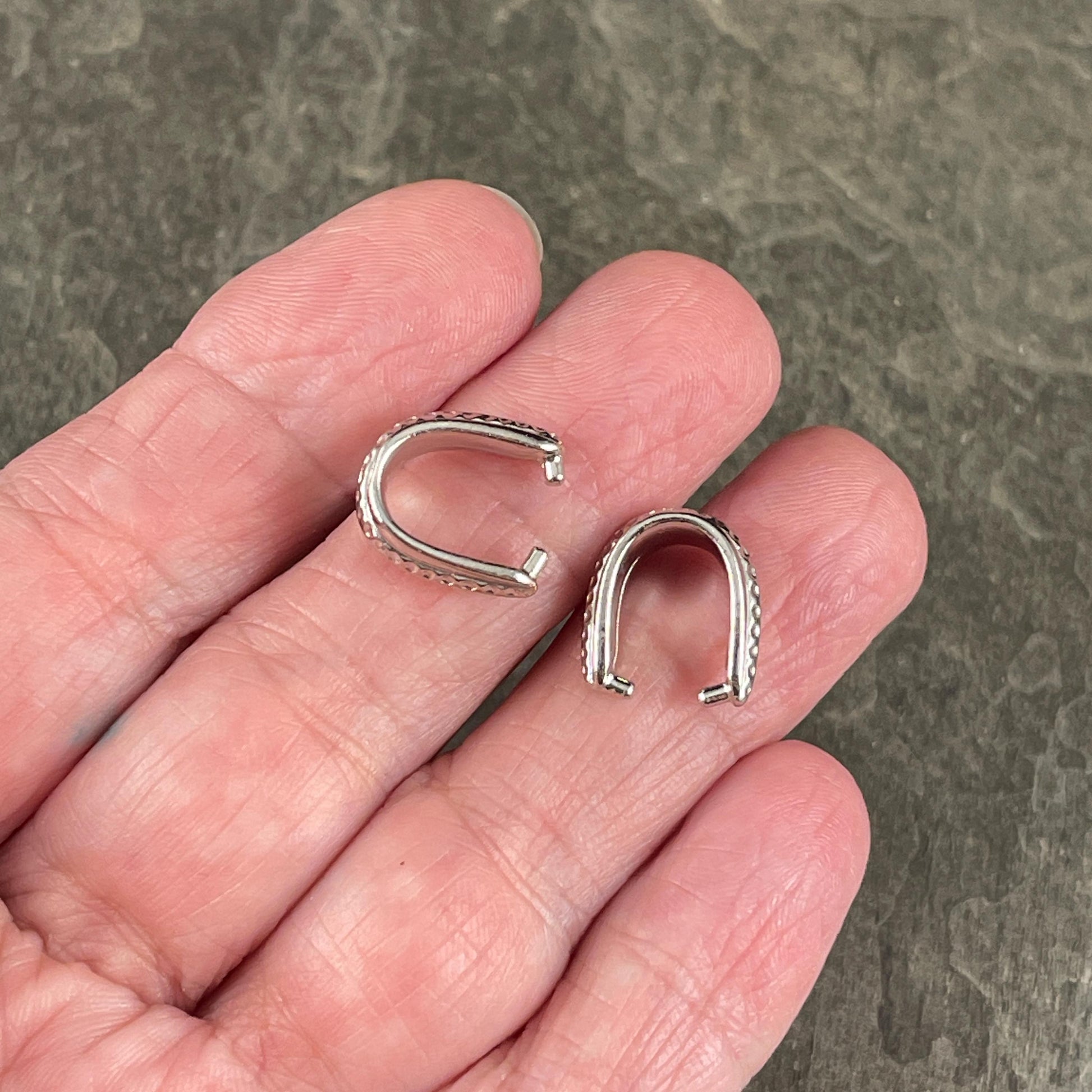 NEW TierraCast Pinch Bail, White Bronze Plated Hammertone Bail, TierraCast Findings (PF/877-12) * Qty. 2