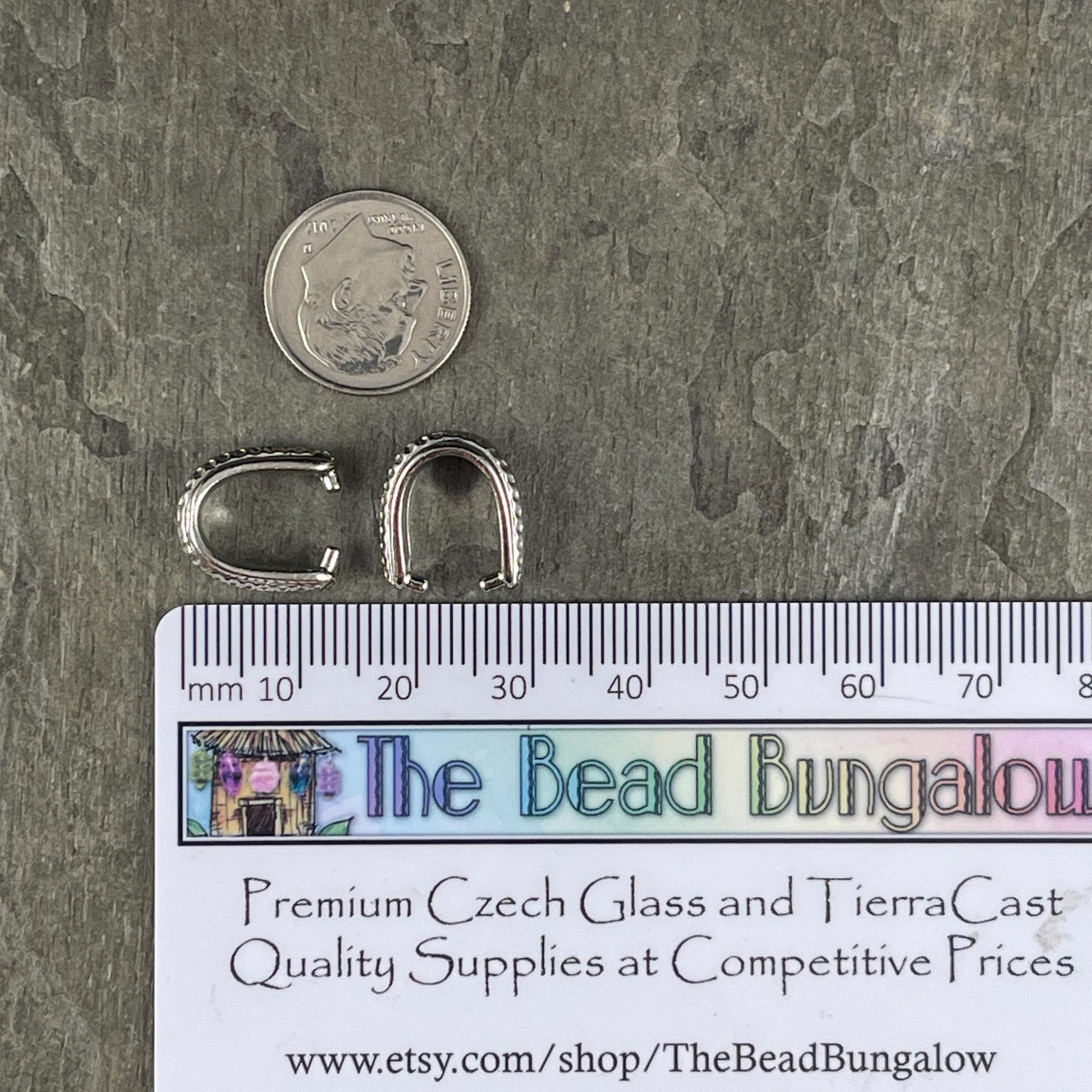 NEW TierraCast Pinch Bail, White Bronze Plated Hammertone Bail, TierraCast Findings (PF/877-12) * Qty. 2