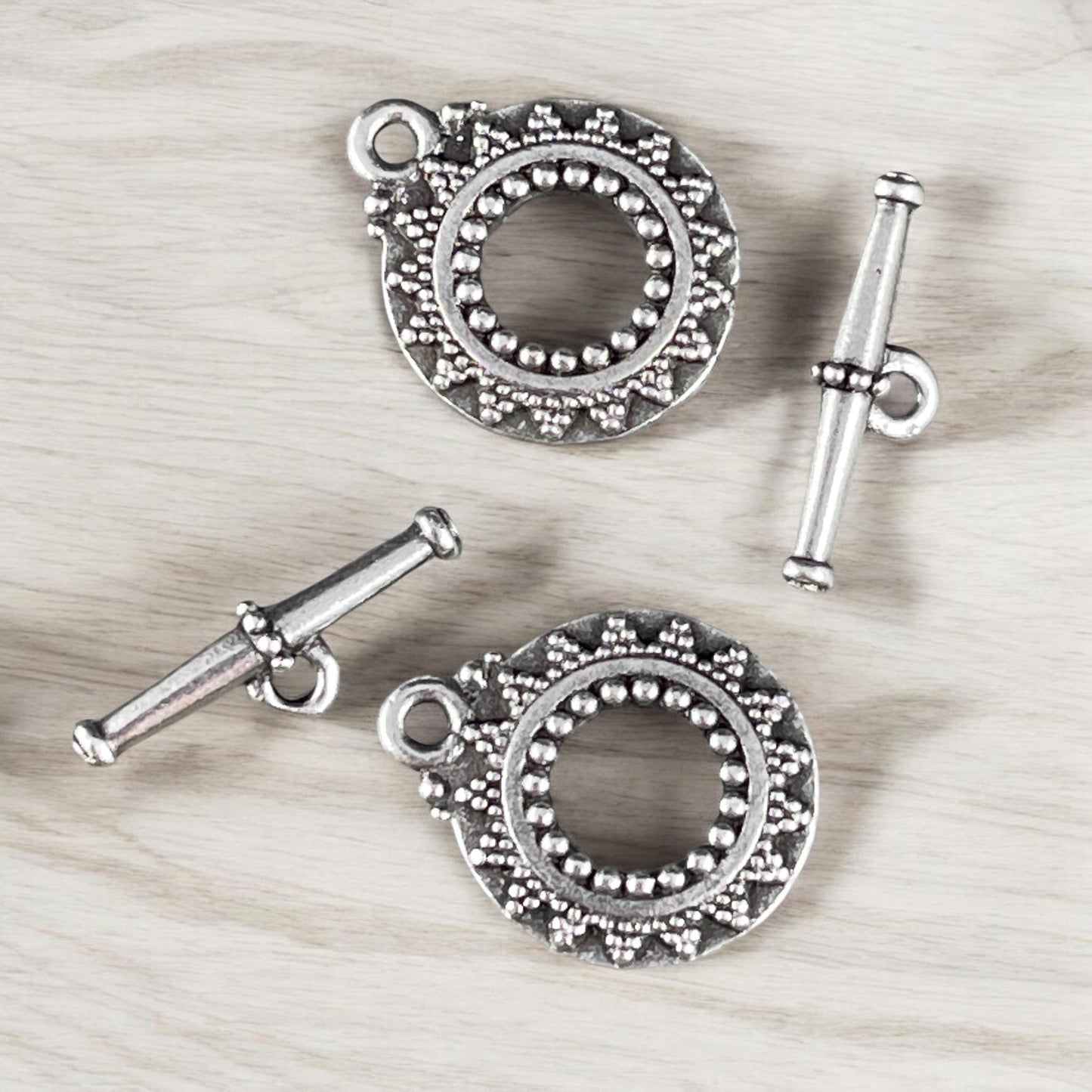 NEW TierraCast Bali Toggle Clasps, Antiqued Silver, Double Sided Toggle Clasp (PF/945-77) * Qty. 2