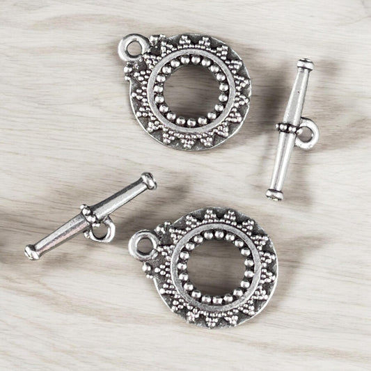 TierraCast 20mm Bali Toggle Clasps, Antiqued Silver Plated (PF/945-77) * Qty. 2