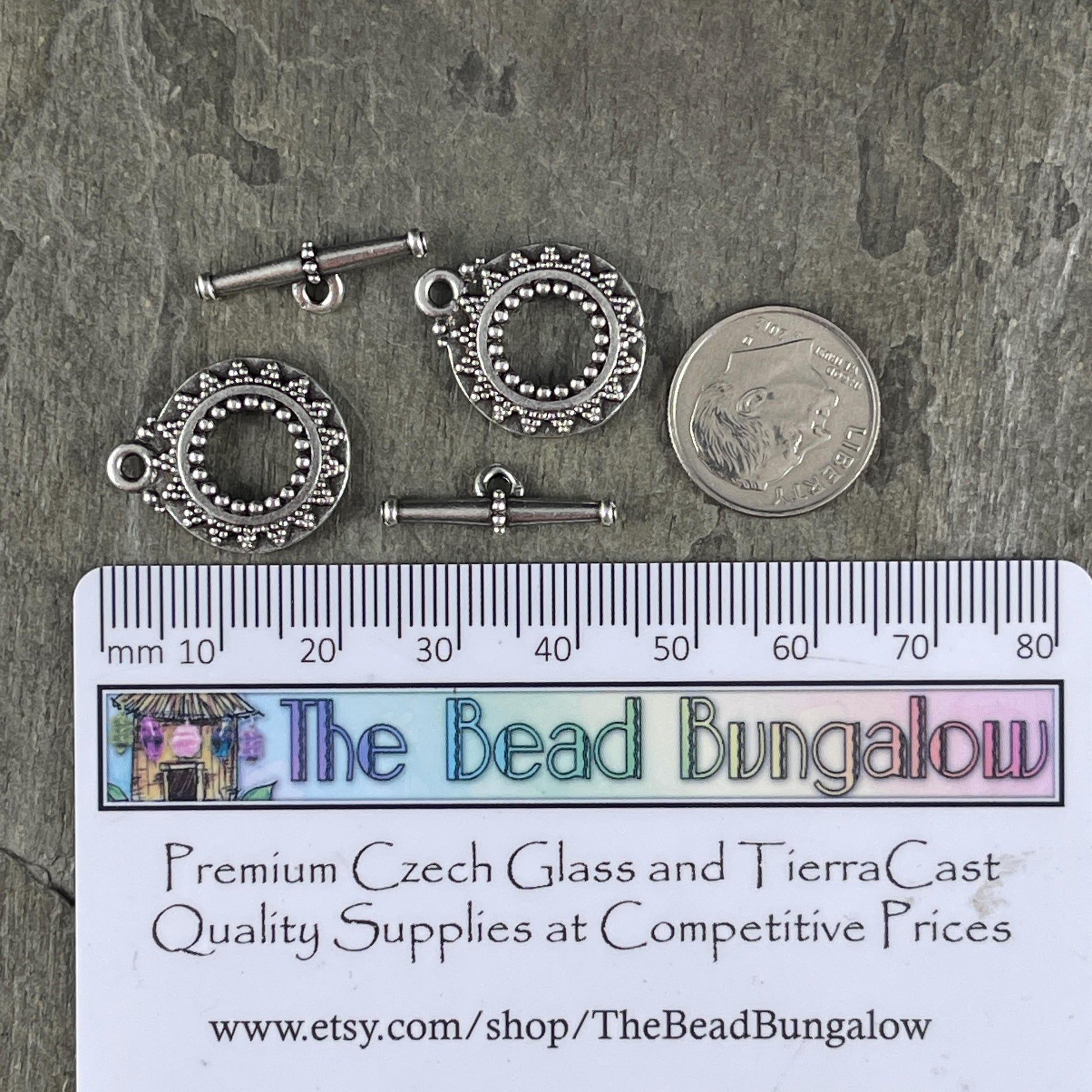 NEW TierraCast Bali Toggle Clasps, Antiqued Silver, Double Sided Toggle Clasp (PF/945-77) * Qty. 2