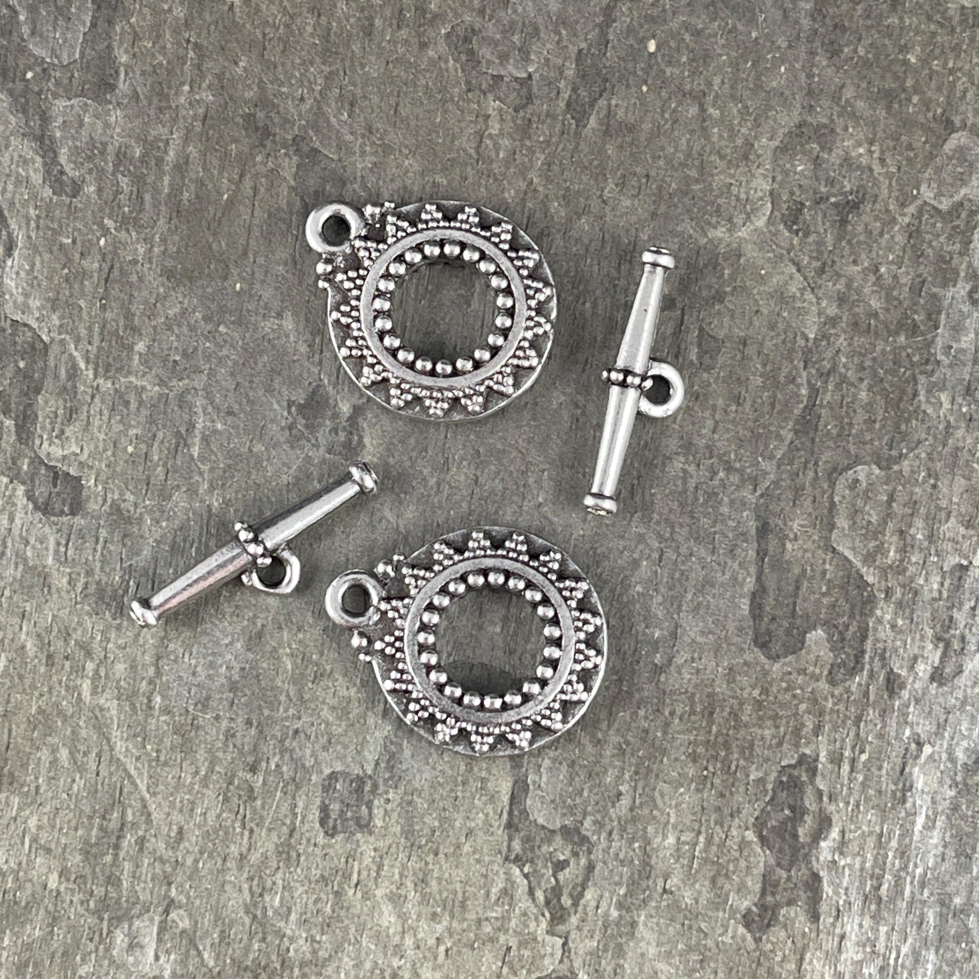 NEW TierraCast Bali Toggle Clasps, Antiqued Silver, Double Sided Toggle Clasp (PF/945-77) * Qty. 2