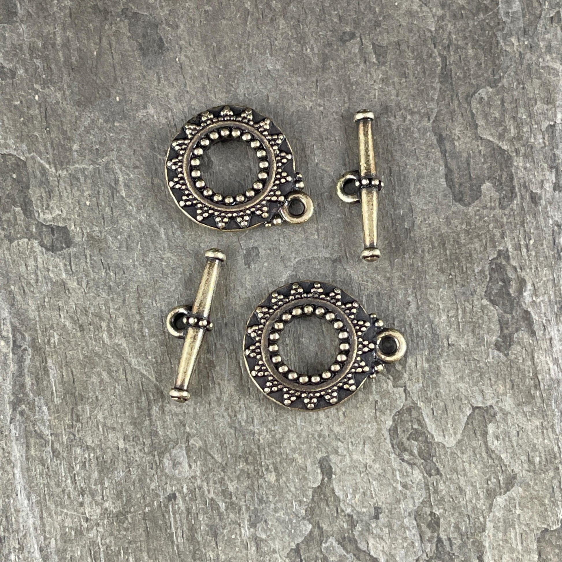 NEW TierraCast Bali Toggle Clasps, Antiqued Brass, Double Sided Toggle Clasp (PF/945-57) * Qty. 2