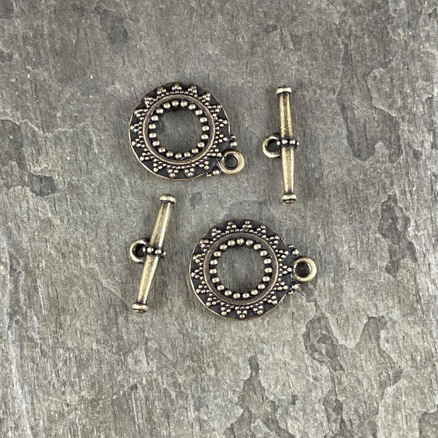 TierraCast Bali Toggle Clasps, Antiqued Brass, Double Sided Toggle Clasp (PF/945-57) * Qty. 2