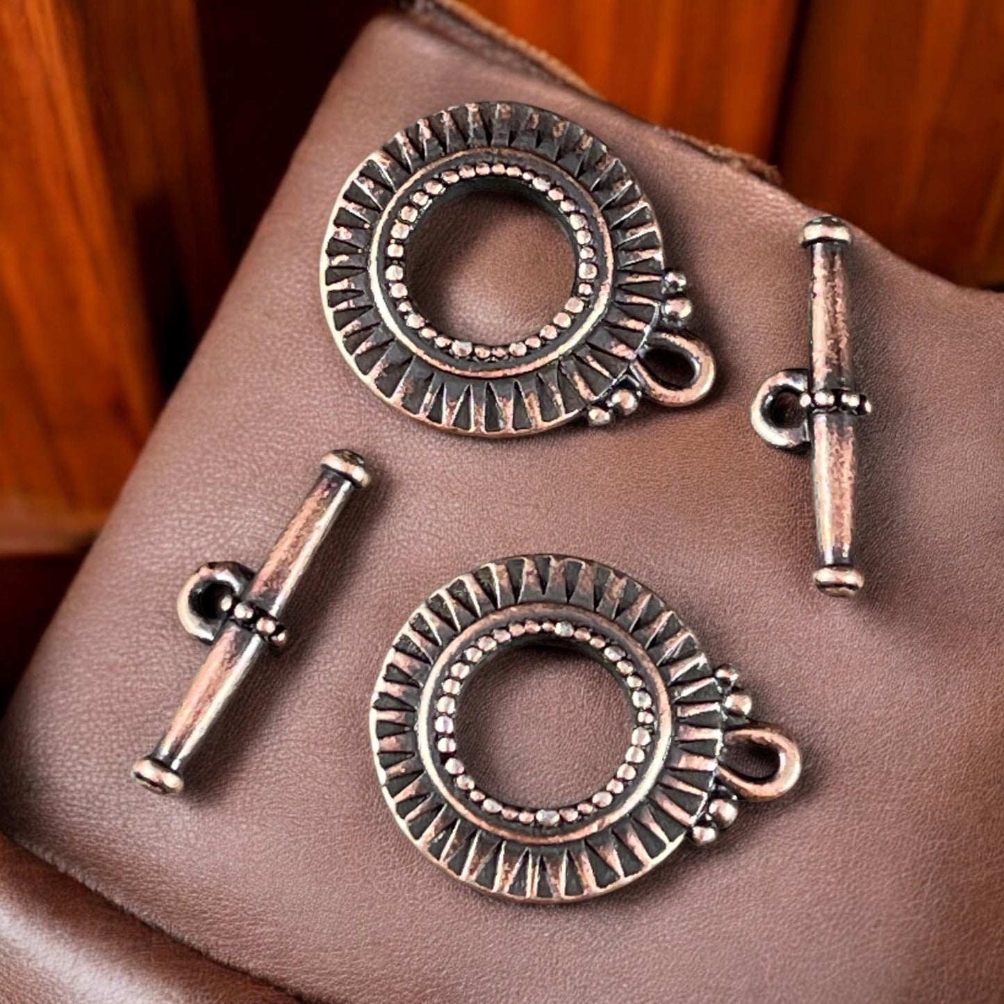 TierraCast Sunburst Toggle Clasp, Antiqued Copper Plated (PF/936-87) * Qty. 2