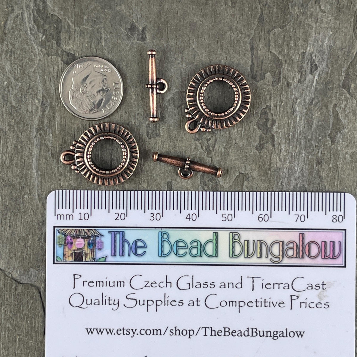 TierraCast Sunburst Toggle Clasp, Antiqued Copper Plated (PF/936-87) * Qty. 2