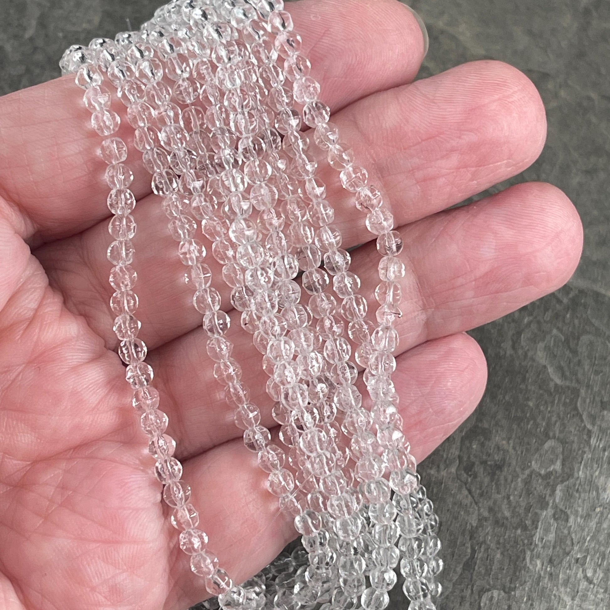 Czech Glass Beads - Crystal Clear Glass Beads, 3mm English Cut Beads (EC3/SM-0003) * Qty. 50