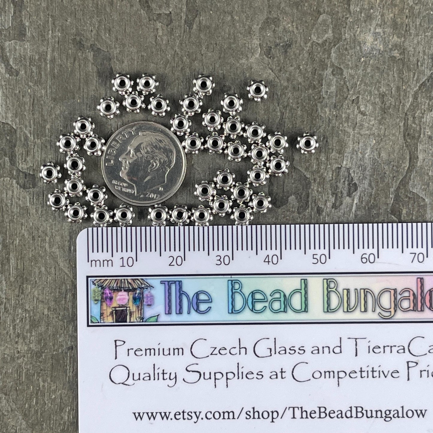 NEW TierraCast Beaded 5mm Spacer, Decorative Antiqued Silver Rondelle (PF/782-77) * Qty. 20