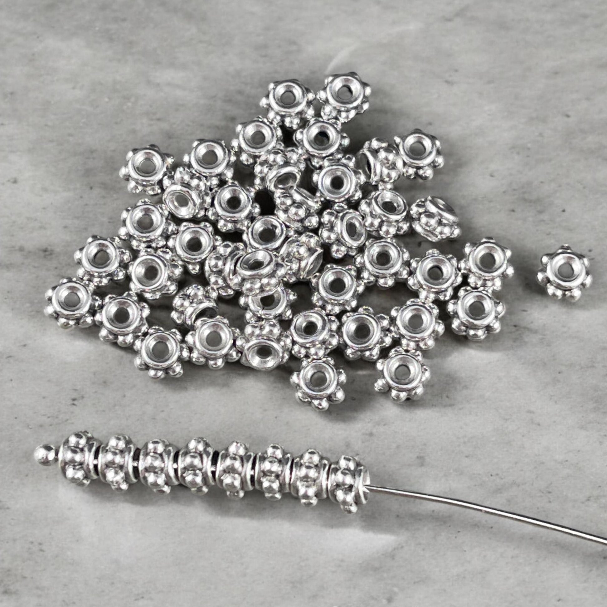 NEW TierraCast Beaded 5mm Spacer, Decorative Antiqued Silver Rondelle (PF/782-77) * Qty. 20