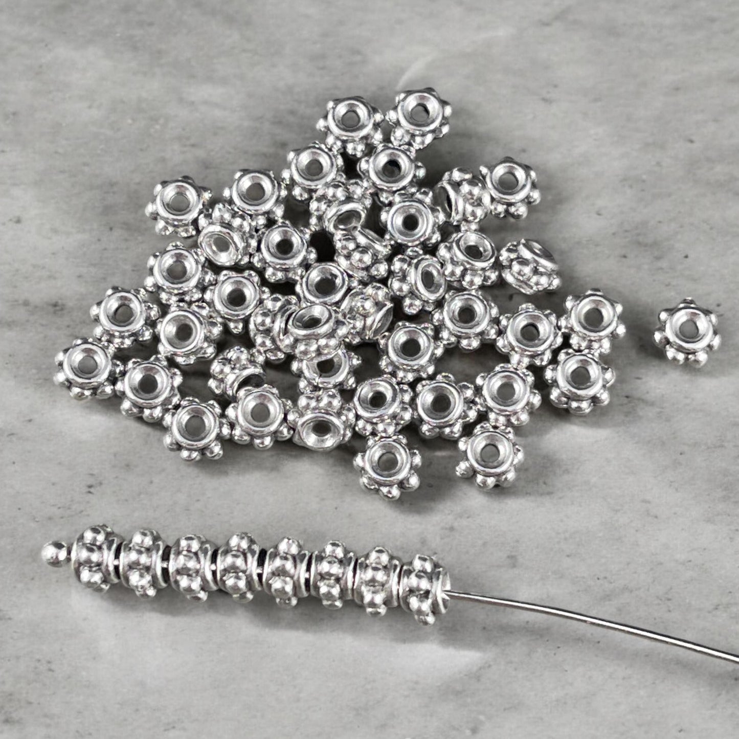 TierraCast Beaded 5mm Spacer, Decorative Antiqued Silver Rondelle (PF/782-77) * Qty. 20
