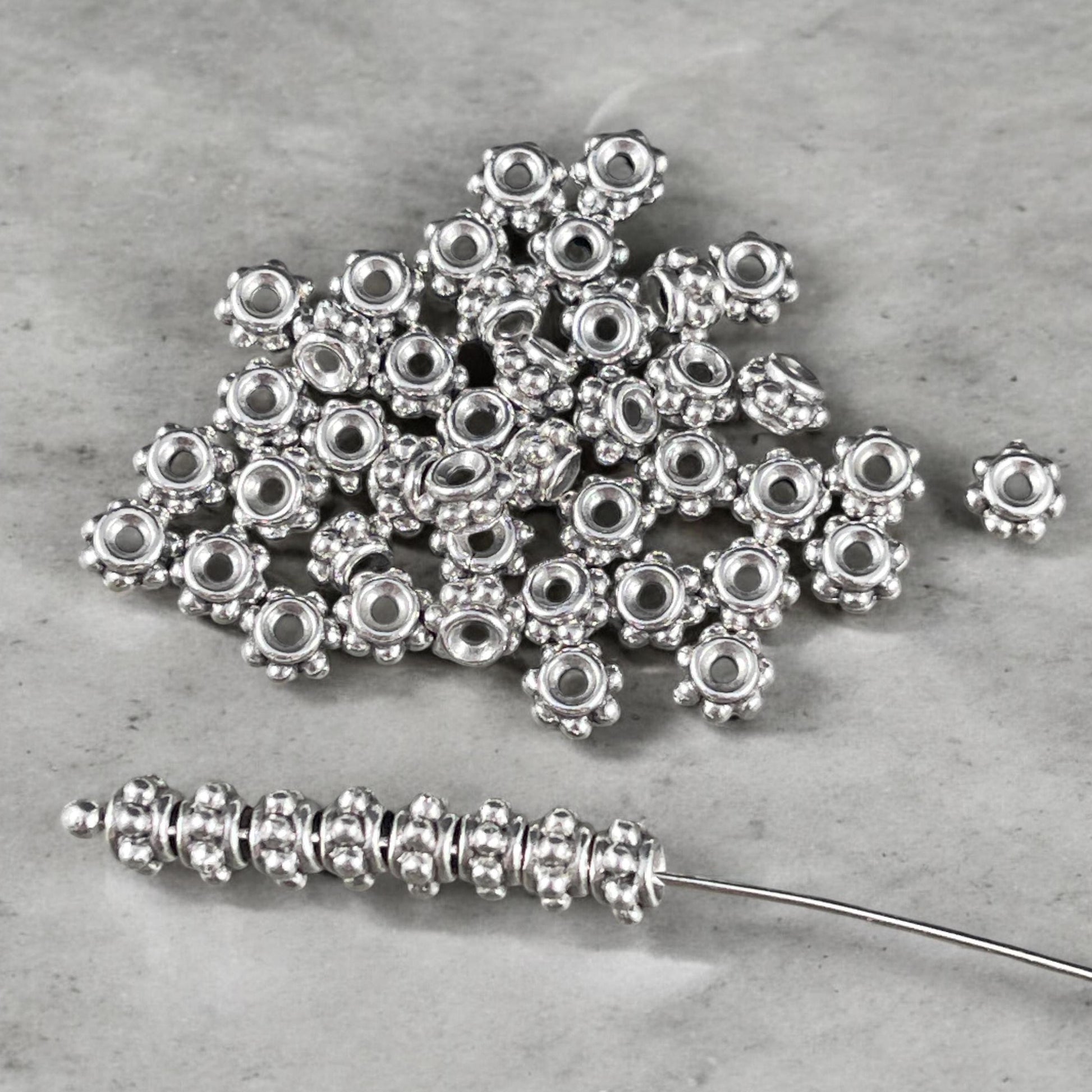 TierraCast Beaded 5mm Spacer, Decorative Antiqued Silver Rondelle (PF/782-77) * Qty. 20