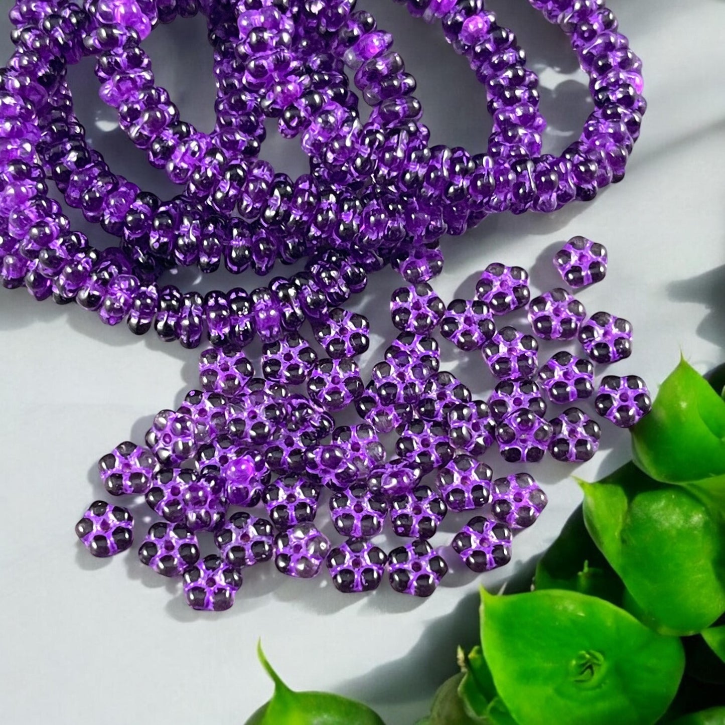 Forget-Me-Not Daisy Spacers ~ Czech Glass Beads ~ Purple 5mm Flower Spacer Beads (FMN/N-0927.2l) * Qty. 50