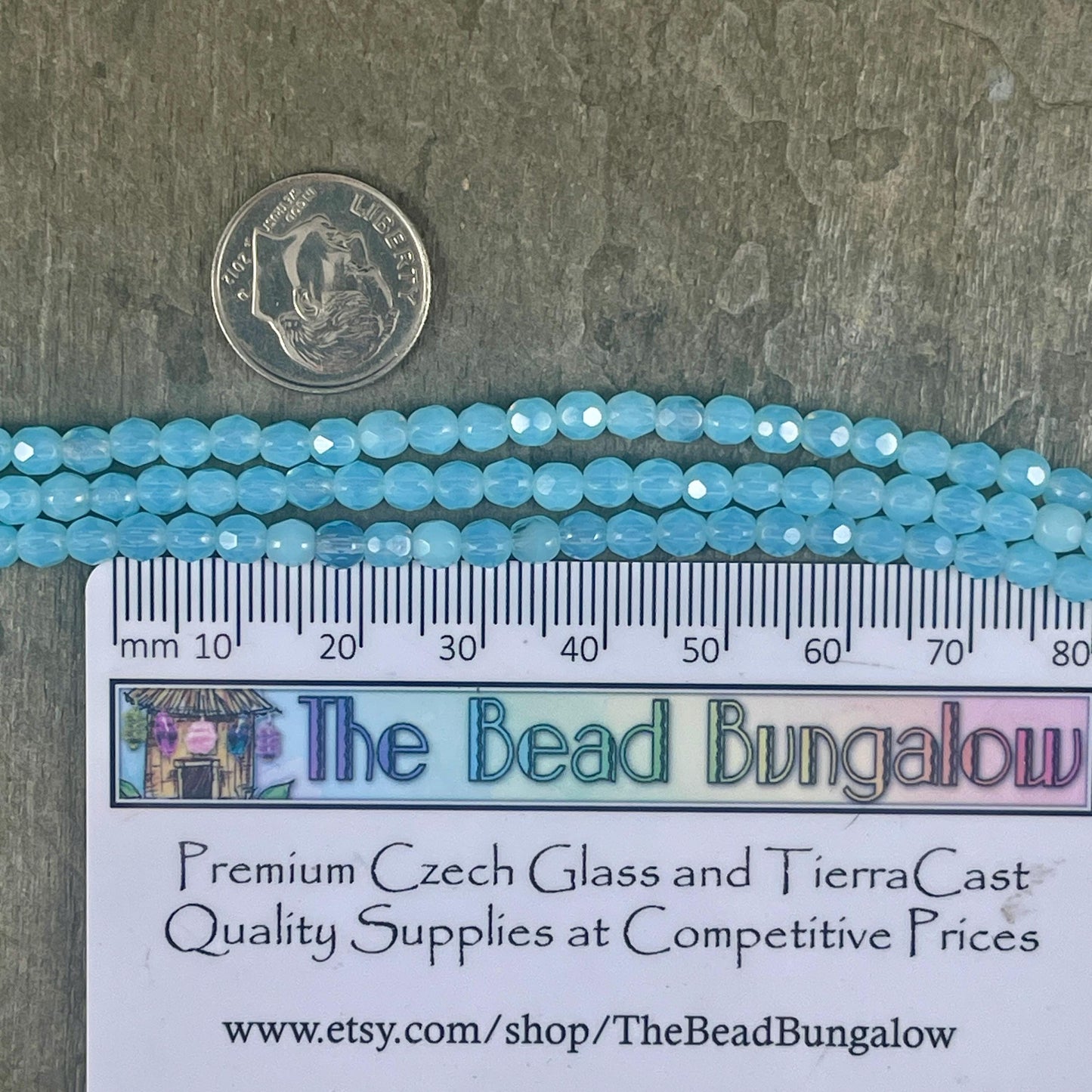 Light Blue Czech Glass Beads, Aquamarine 4mm Faceted Beads, Milky and Transparent Aqua (FP4/SM-61000) * Qty 50