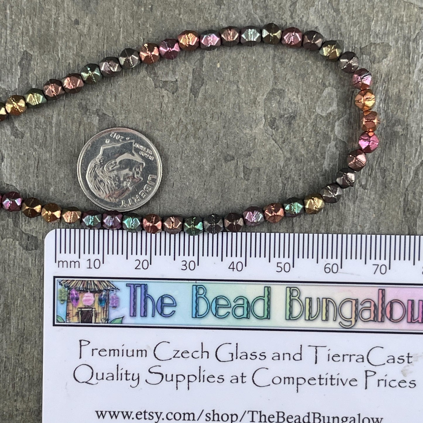 Czech Glass Beads - 4mm English Cut, Assorted Jewel Tone Metallic (EC/N-0642) * Qty. 50
