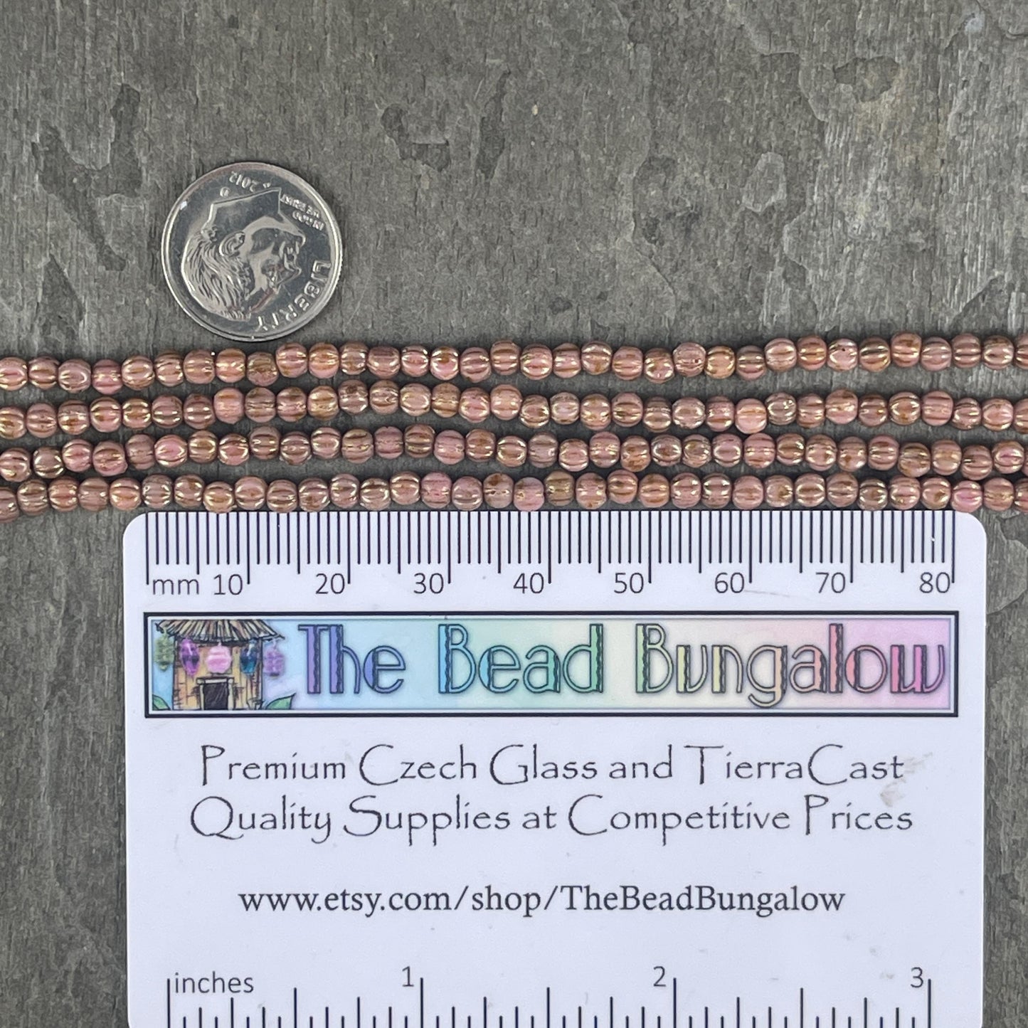 3mm Czech Glass Beads, Rose Gold Topaz Luster, Salmon Pink Picasso Melon Beads, (D3M/SM-P65491) * Qty. 100