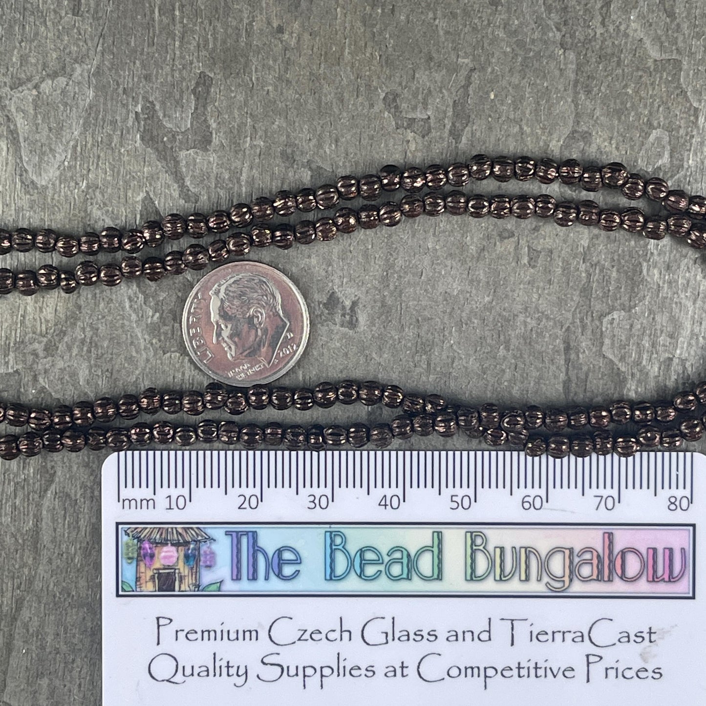 3mm Czech Glass Beads, Metallic Bronze Melon Beads, Opaque Dark Brown Beads (D3M/SM-14415) * Qty. 100