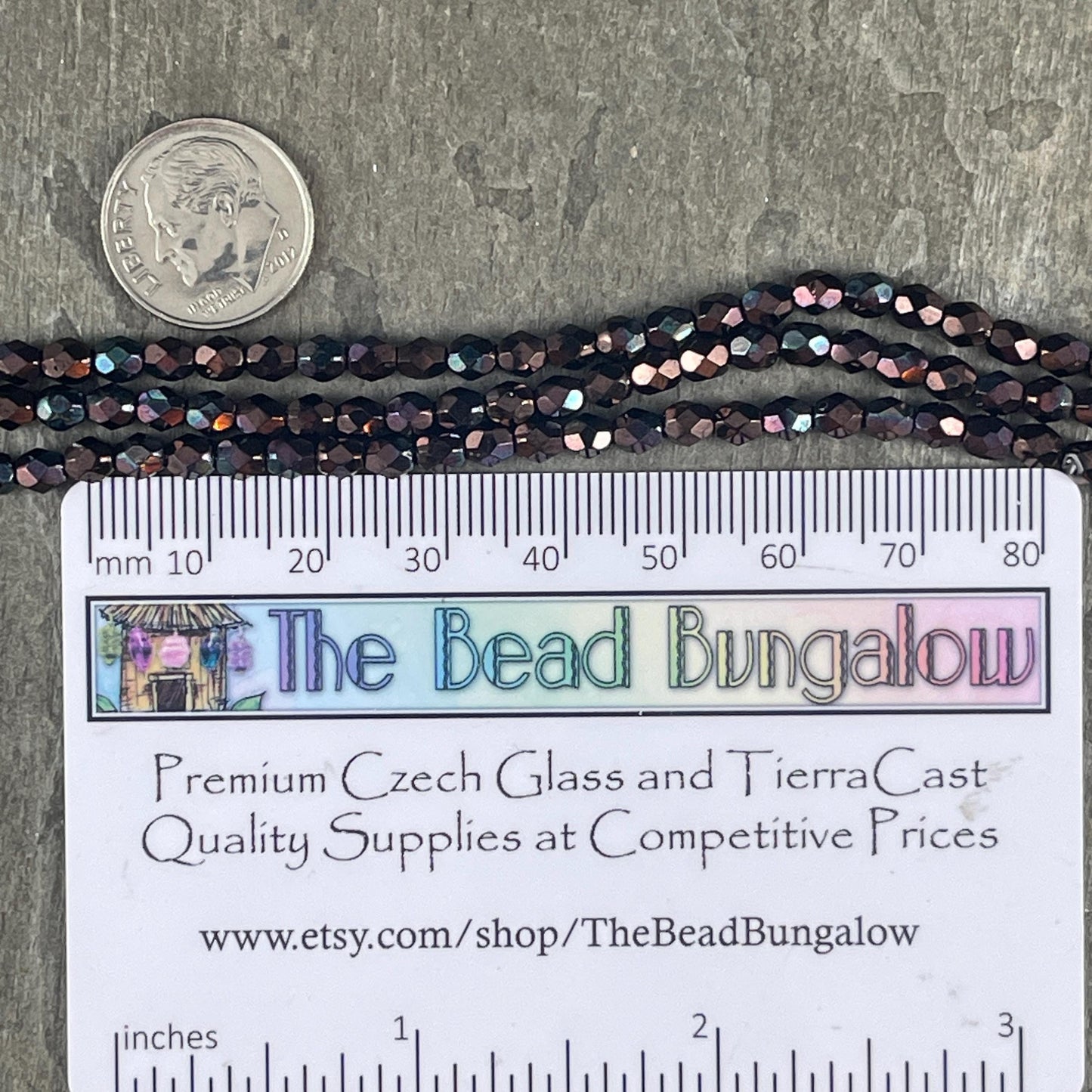 4mm Faceted Round Czech Glass Beads, Metallic Wine, Plum Luster (FP4/15726) * Qty. 50