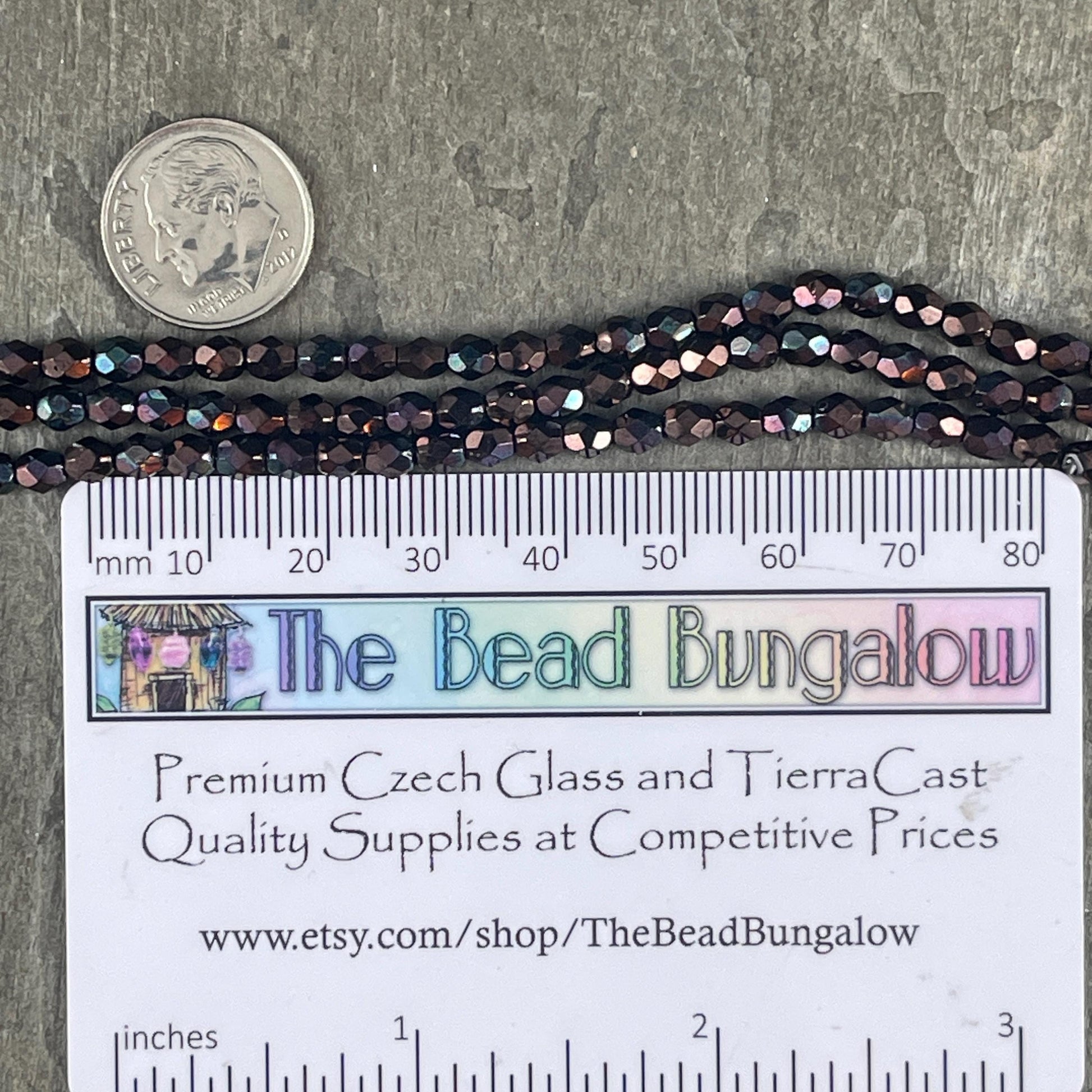 Czech Glass Beads - 4mm Faceted Round Beads, Metallic Wine, Plum Luster (FP4/SM-B15726) * Qty. 50
