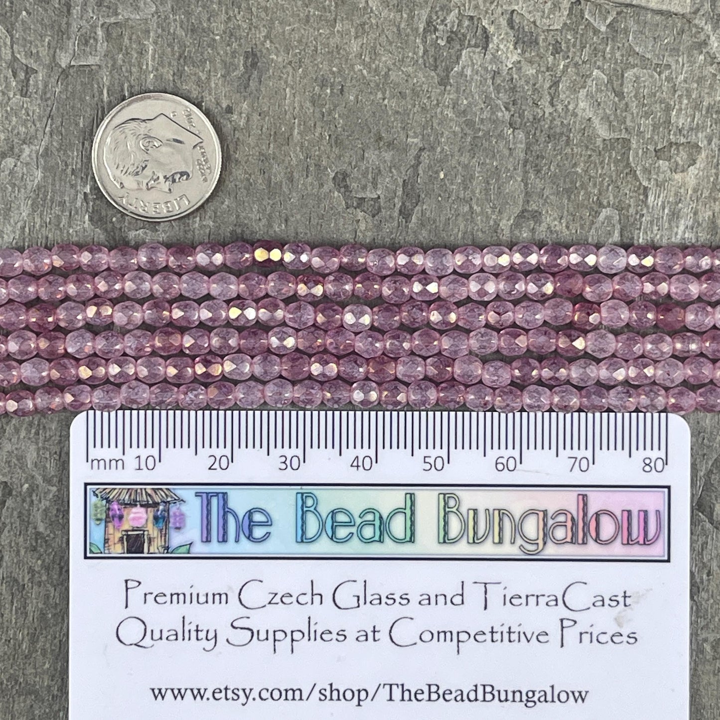 4mm Faceted Round Czech Glass Beads, Marbled Pink Luster (FP4/64495) * Qty. 50