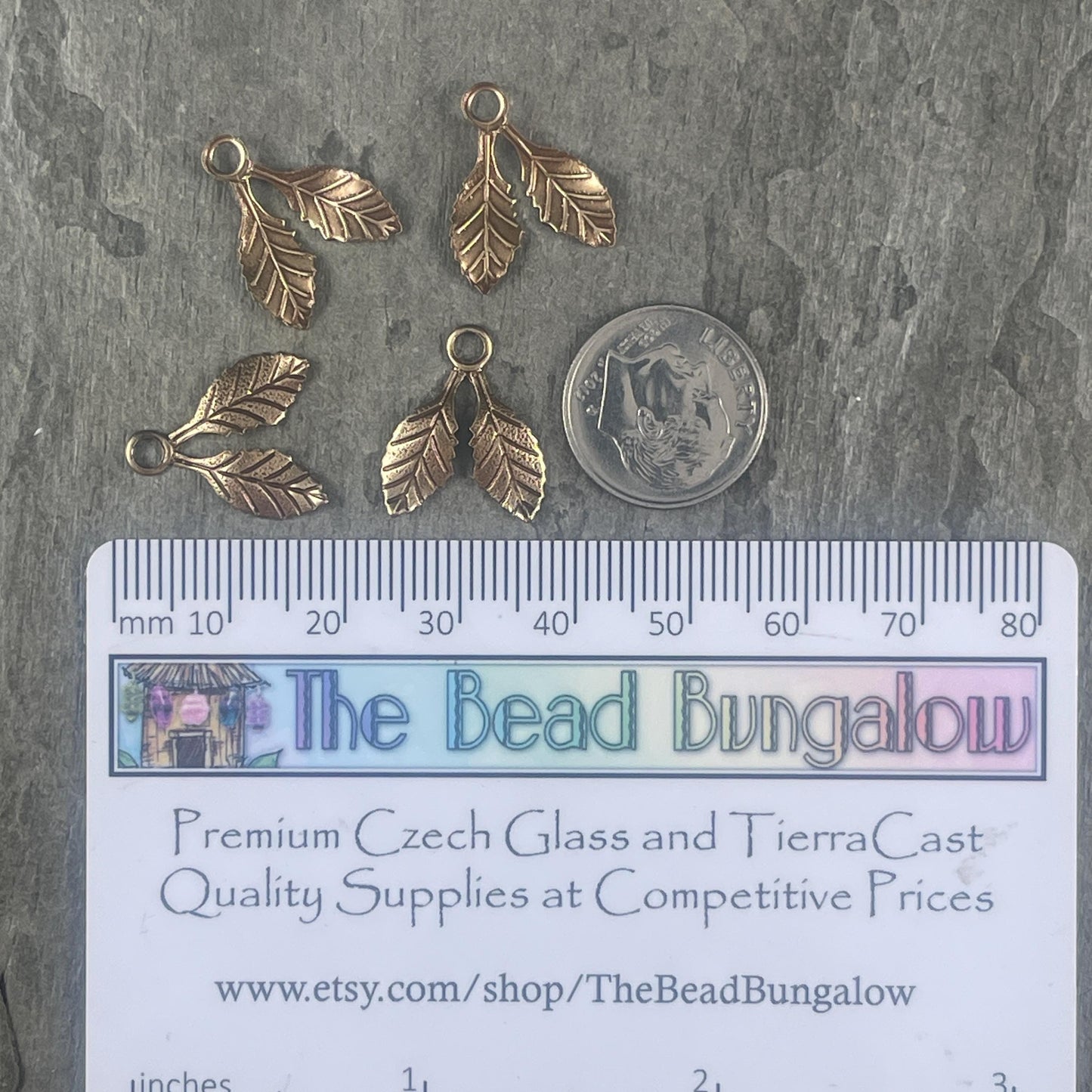 Antiqued Brass Double Leaf Charms, Nature Theme Charms, Floral Designs (A134) * Qty. 6