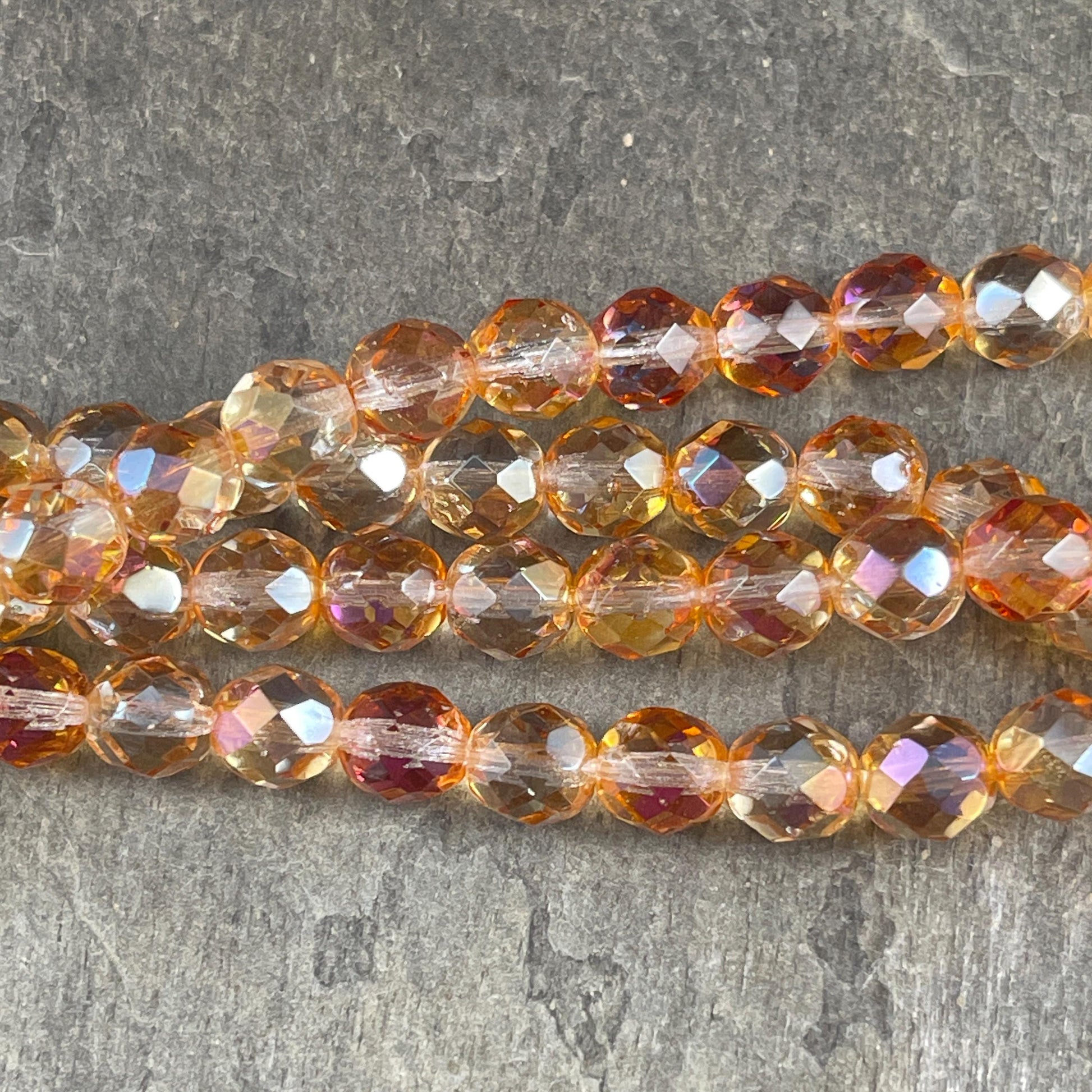 Transparent Celsian 8mm Faceted Czech Glass Beads, Golden Transparent Beads (FP8/SM-Z0003 ) * Qty. 25