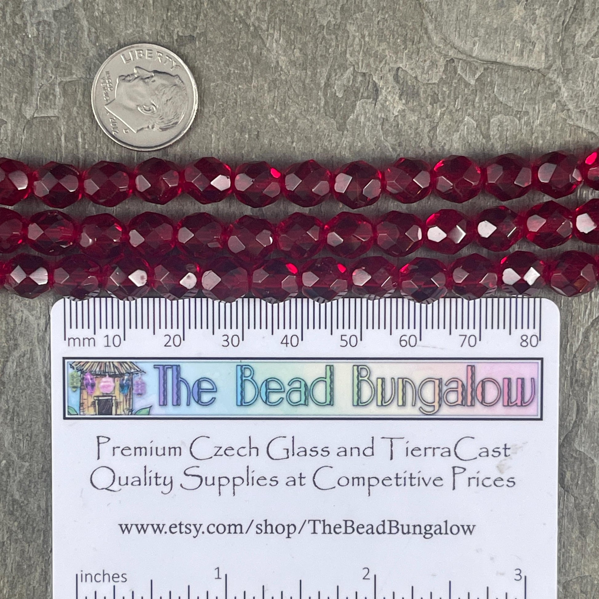 8mm Ruby Red Faceted Czech Glass Beads, Transparent Ruby Red Beads (FP8/SM-9010) * Qty. 25