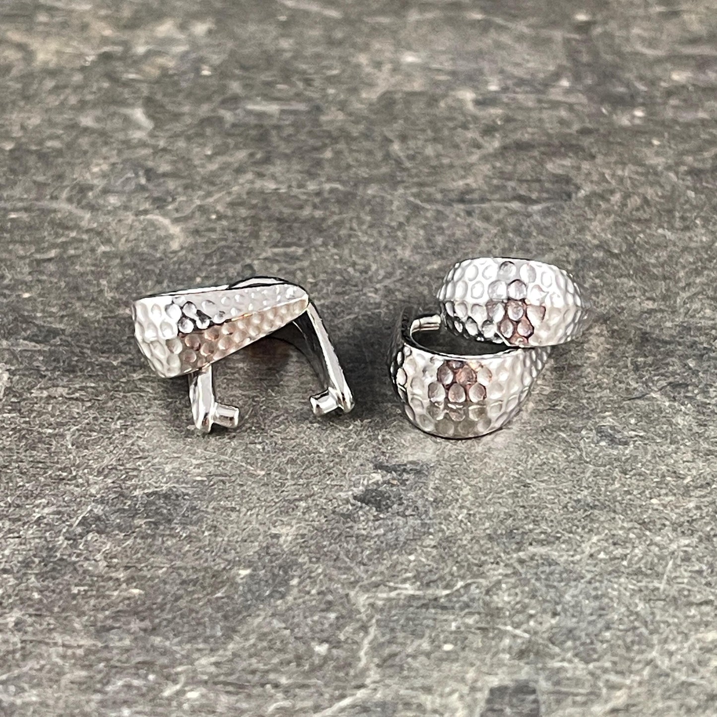 TierraCast White Bronze Pinch Bail, 11mm Hammered Silver Pinch Bail (PF/875-28) * Qty. 4