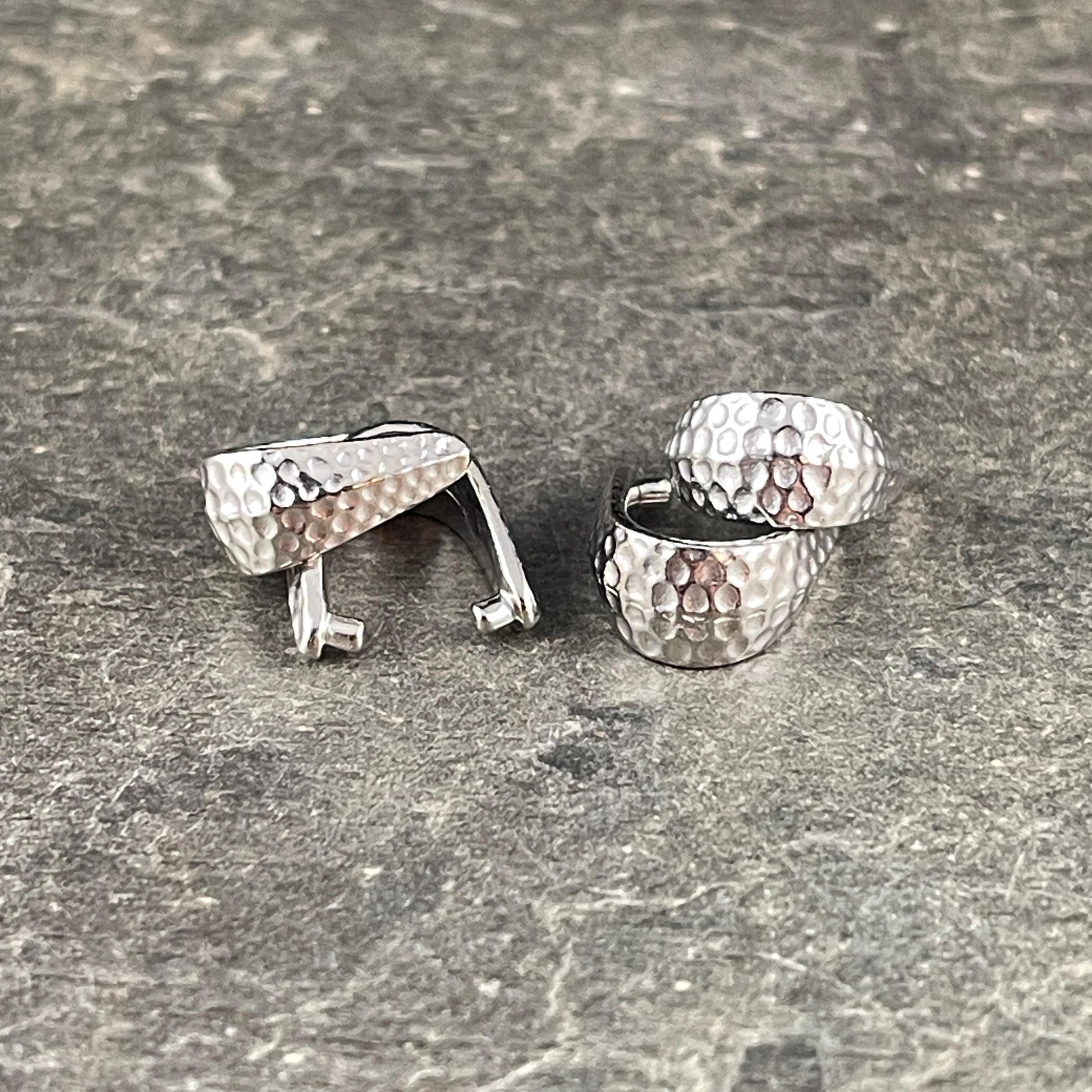 TierraCast White Bronze Pinch Bail, 11mm Hammered Silver Pinch Bail (PF/875-28) * Qty. 4