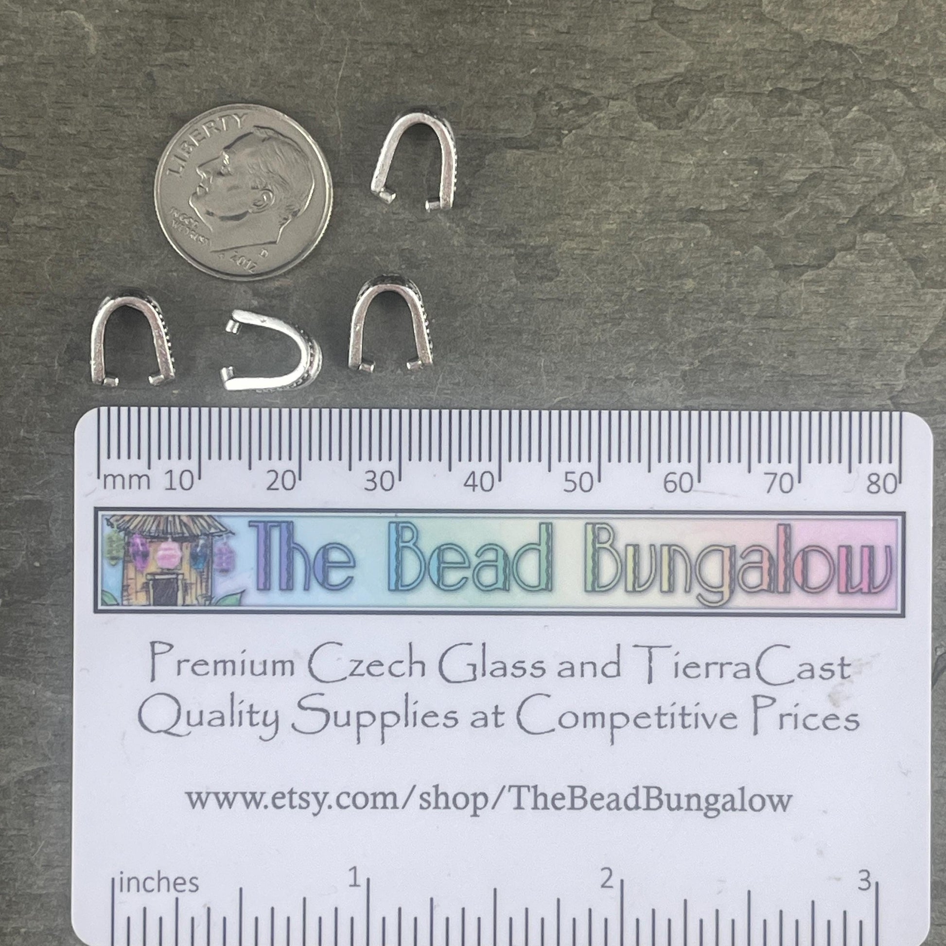 TierraCast 10mm Royal Pinch Bail, Antiqued Silver Plated (PF/874-77) * Qty. 4