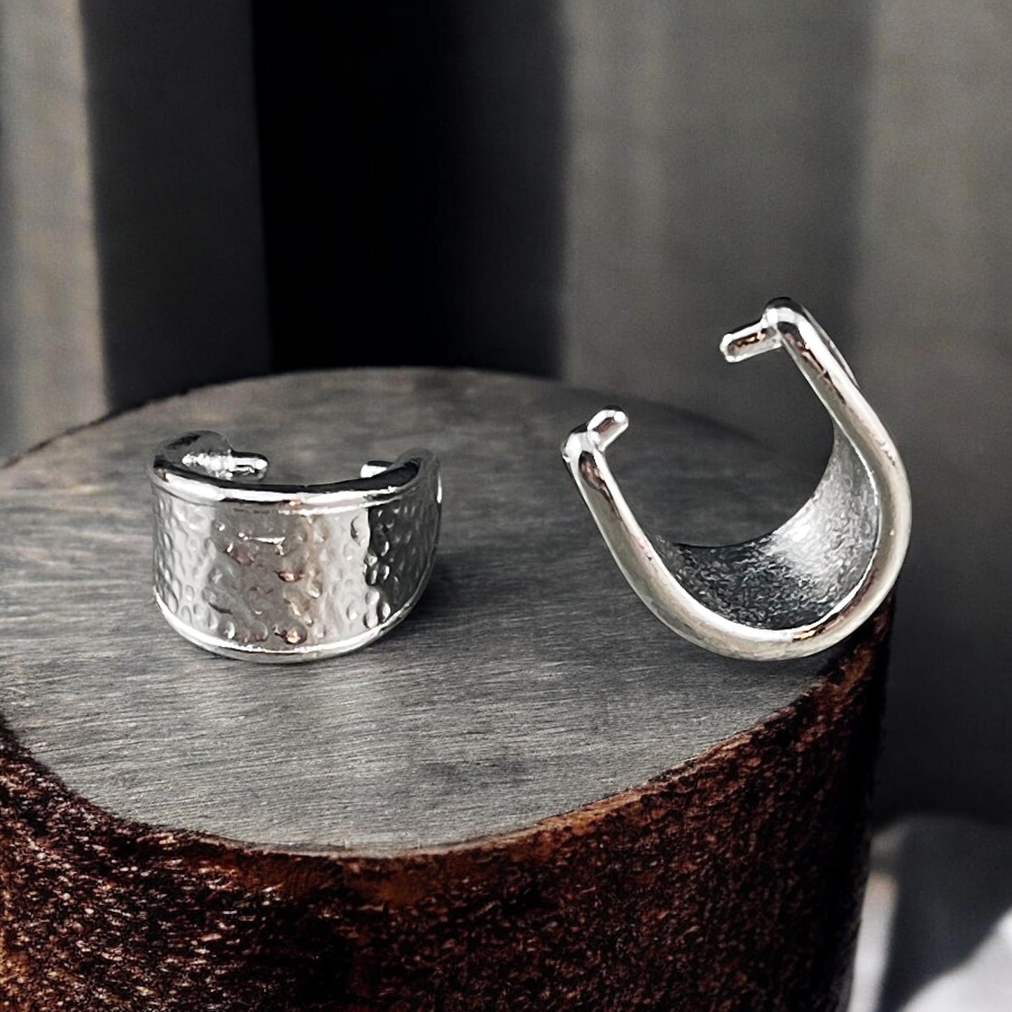TierraCast Silver Large 15mm Hammertone Bail, White Bronze Plated Pinch Bail (PF/928-28) * Qty. 2