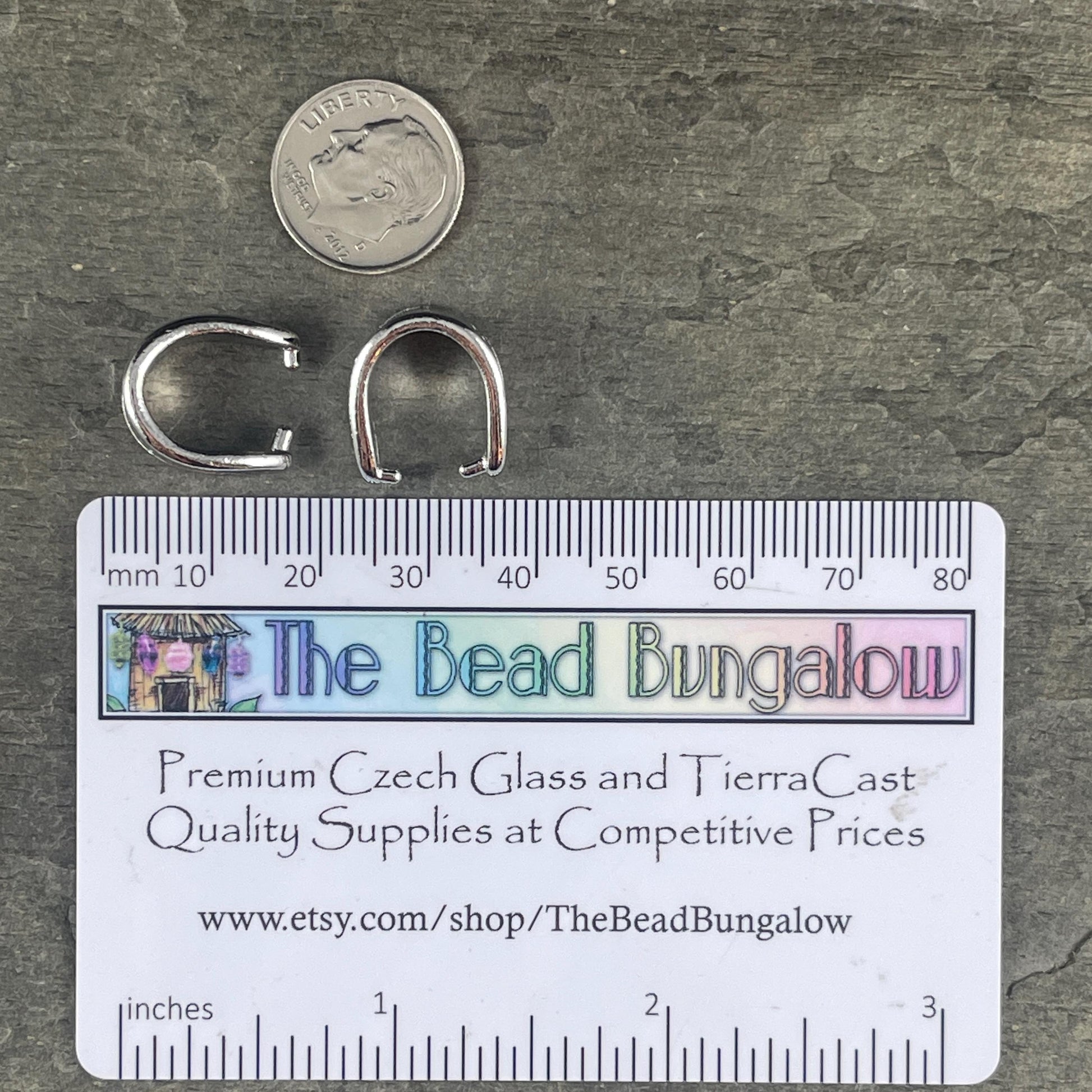 TierraCast Silver Large 15mm Hammertone Bail, White Bronze Plated Pinch Bail (PF/928-28) * Qty. 2