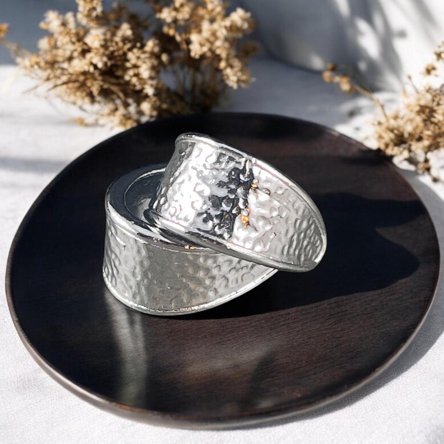 TierraCast 15mm Hammered Pinch Bail, White Bronze Plated (PF/928-28) * Qty. 2