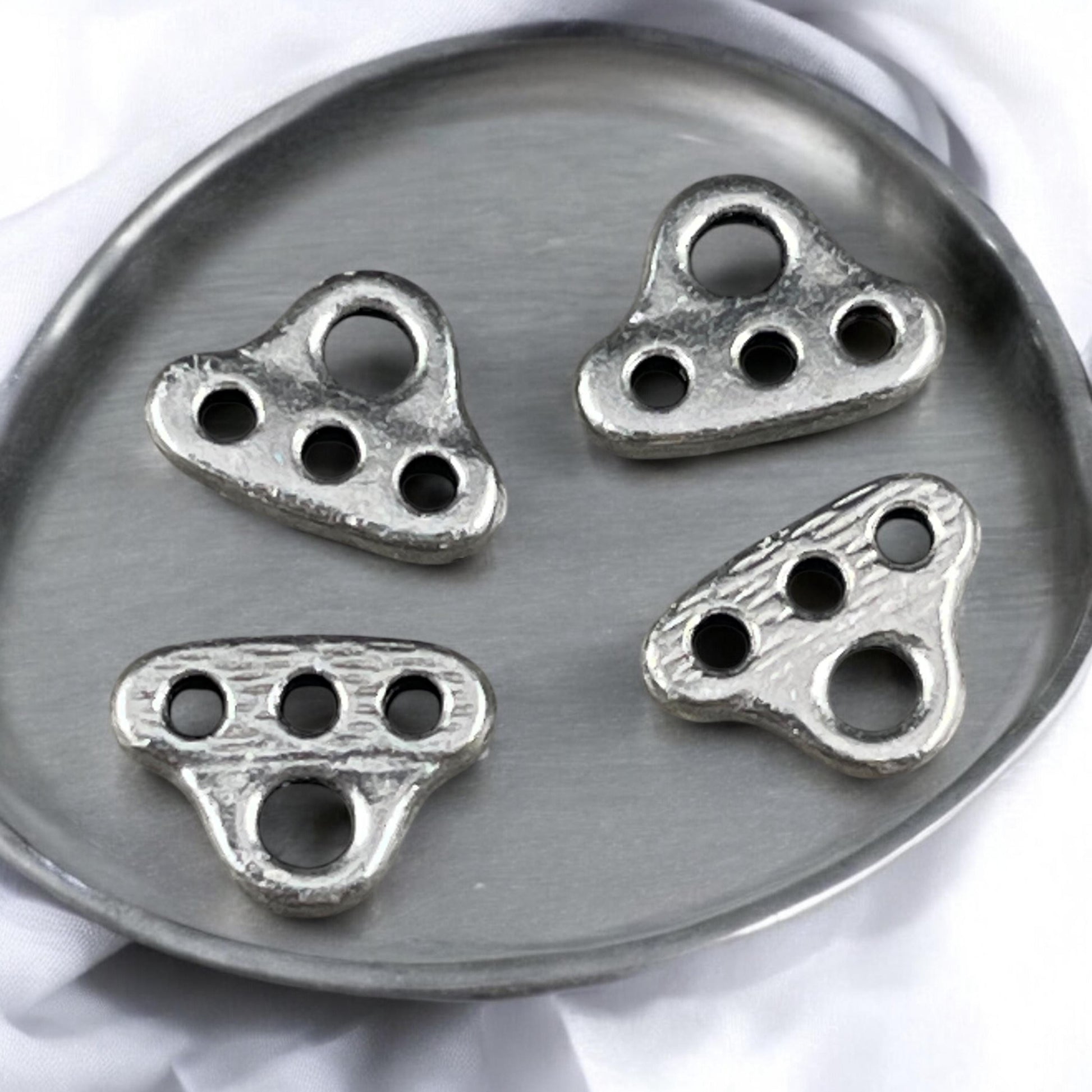NEW TierraCast Silver Multi Strand Connector, Antiqued Pewter 3-strand End Bar Connector (PF/691-04) * Qty. 6