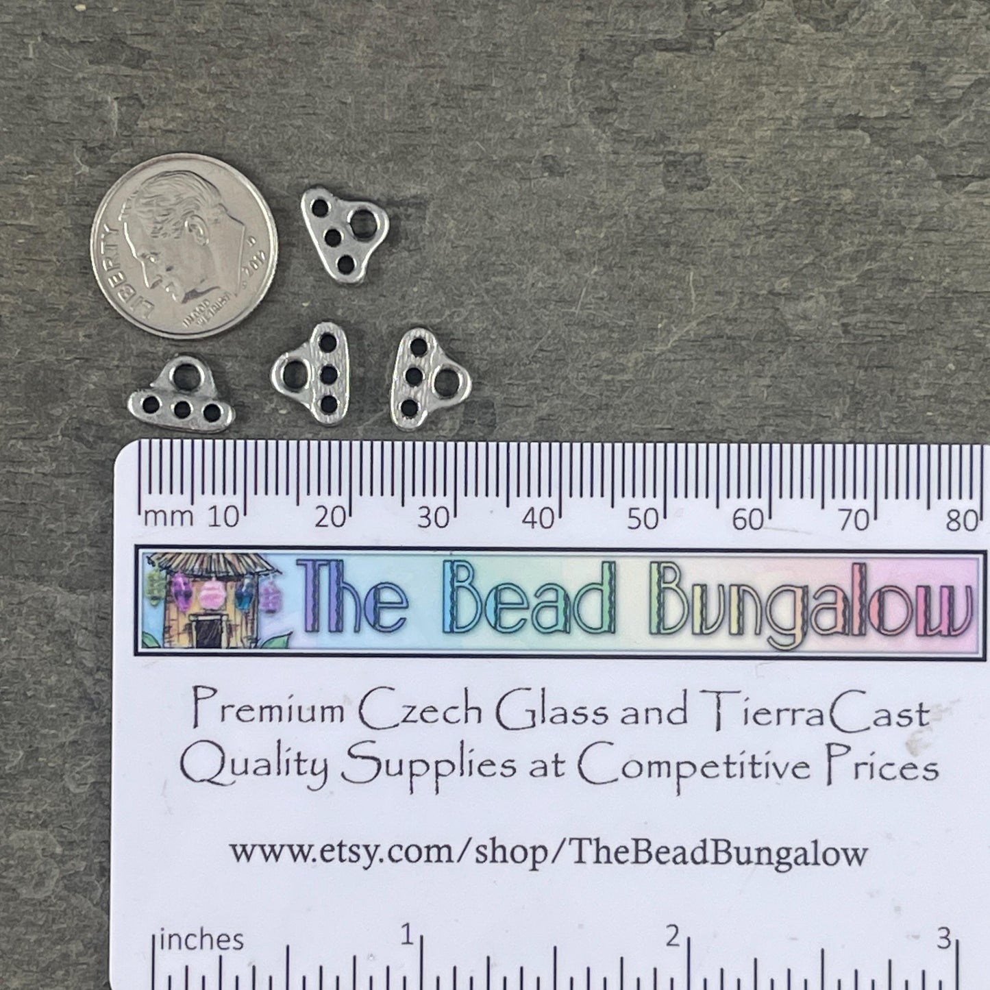 NEW TierraCast Silver Multi Strand Connector, Antiqued Pewter 3-strand End Bar Connector (PF/691-04) * Qty. 6