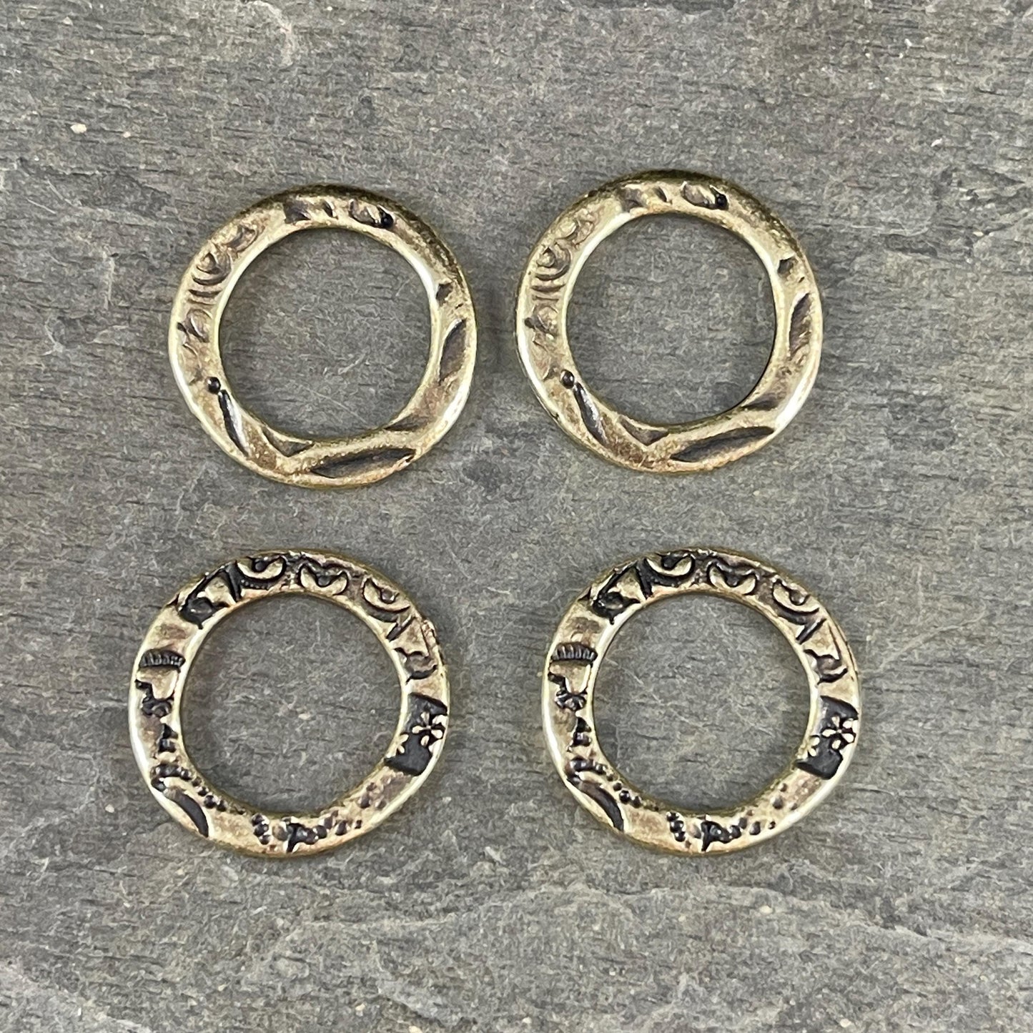 NEW TierraCast Flora 3/4" Linking Ring, 20mm Antiqued Brass Dulce Vida Flora Link (PF/701-57) * Qty. 4