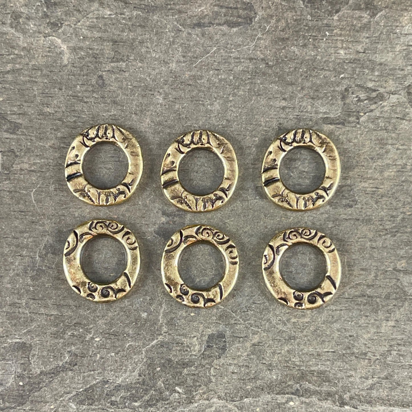 TierraCast Flora Linking Ring, 13mm Dulce Vida Organic Brass Link, Small Antiqued Brass Ring (PF/699-57) * Qty. 6