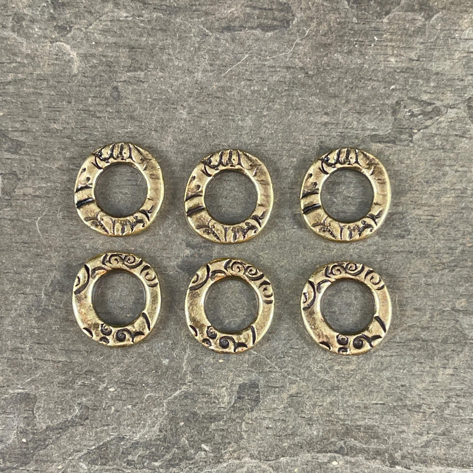 TierraCast Flora Linking Ring, 13mm Dulce Vida Organic Brass Link, Small Antiqued Brass Ring (PF/699-57) * Qty. 6