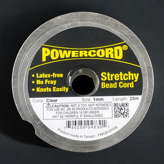 PowerCord Beading Elastic - 1mm thickness, Clear (1708) - 25 meters/roll * Qty. 1