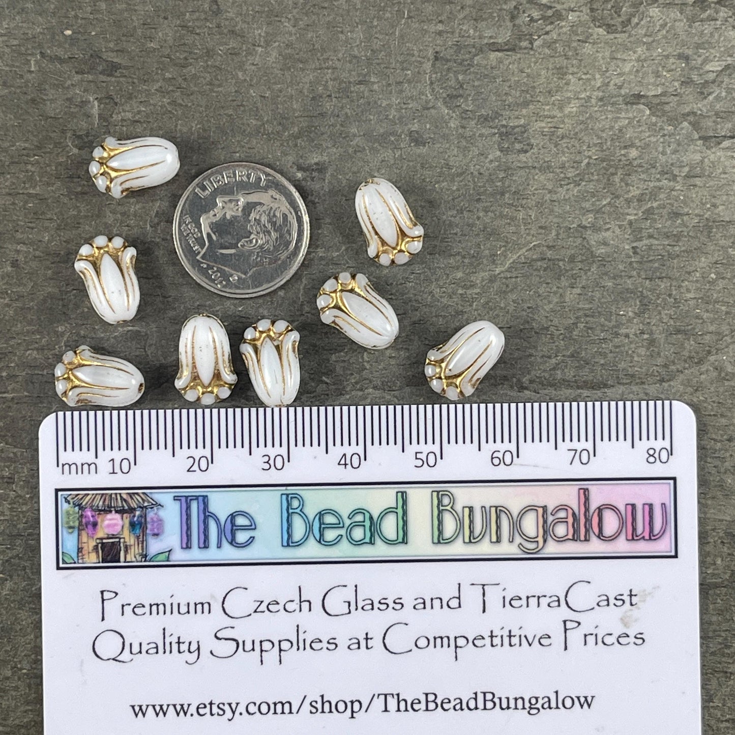 12x8mm Lily Bud Flower Assortment, White, Light Blue and Lavender Flower Beads (LBud-Mix2) * Qty. 12