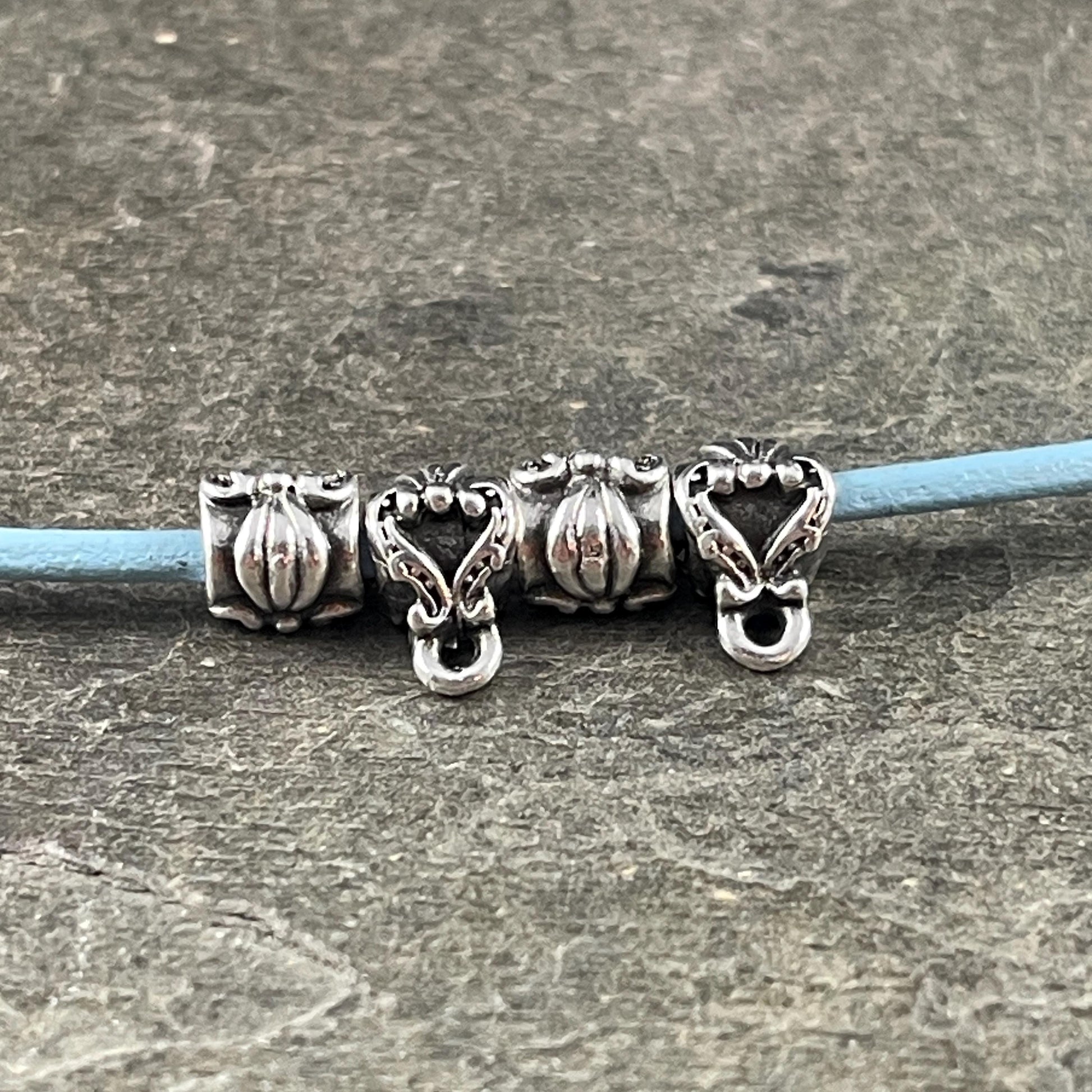 TierraCast Victorian Bail Bead, Antiqued Silver Bail for Leather Cord (PF/749-77) * Qty. 4